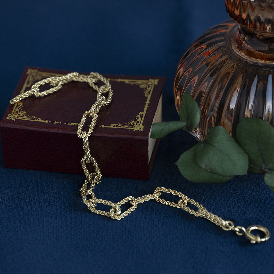 Gouden vintage paperclip armband 14 krt