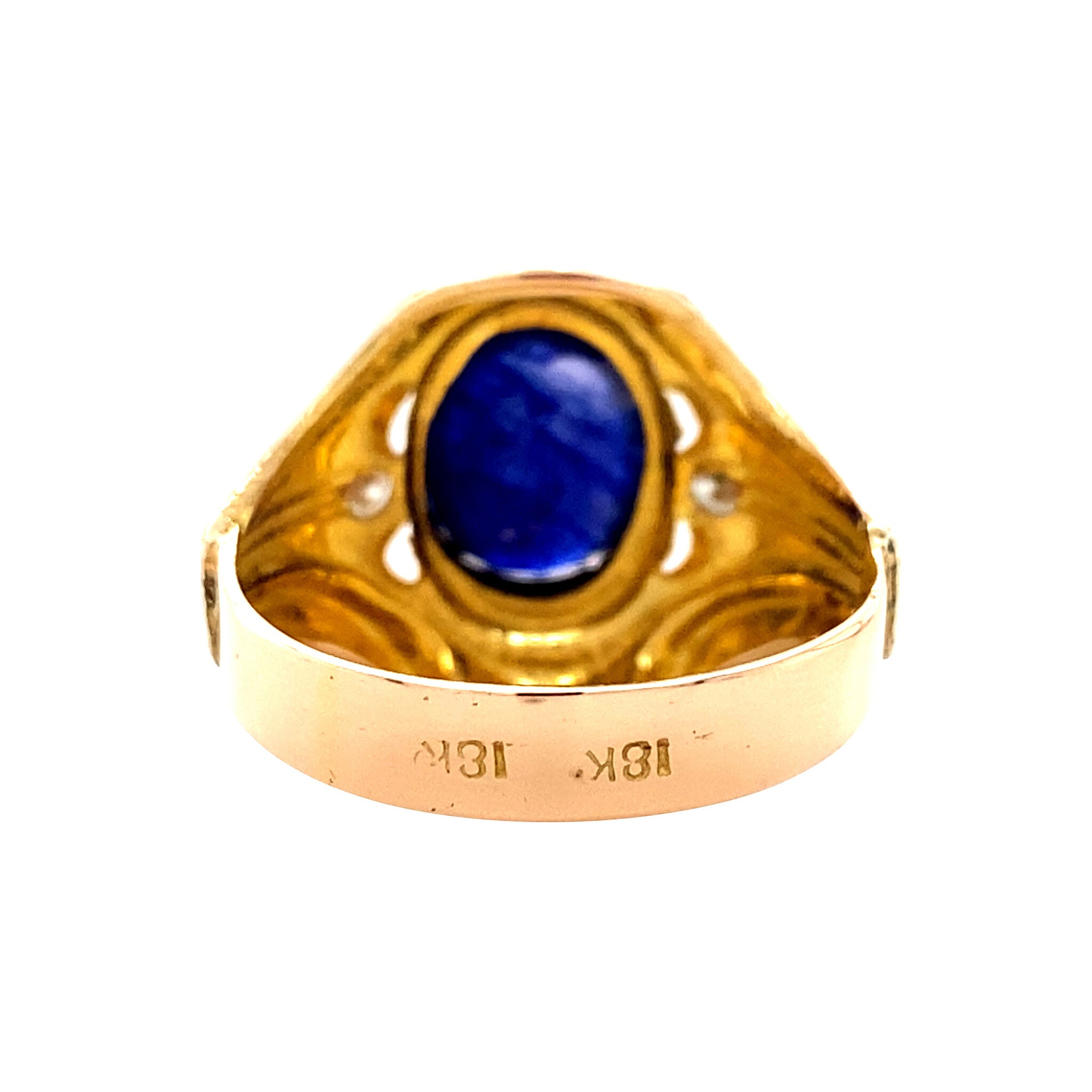 Gouden ring met saffier en diamant 14 krt