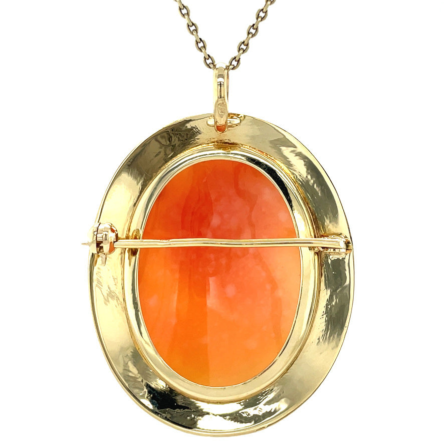 Gouden vintage hanger met camee 14 kt