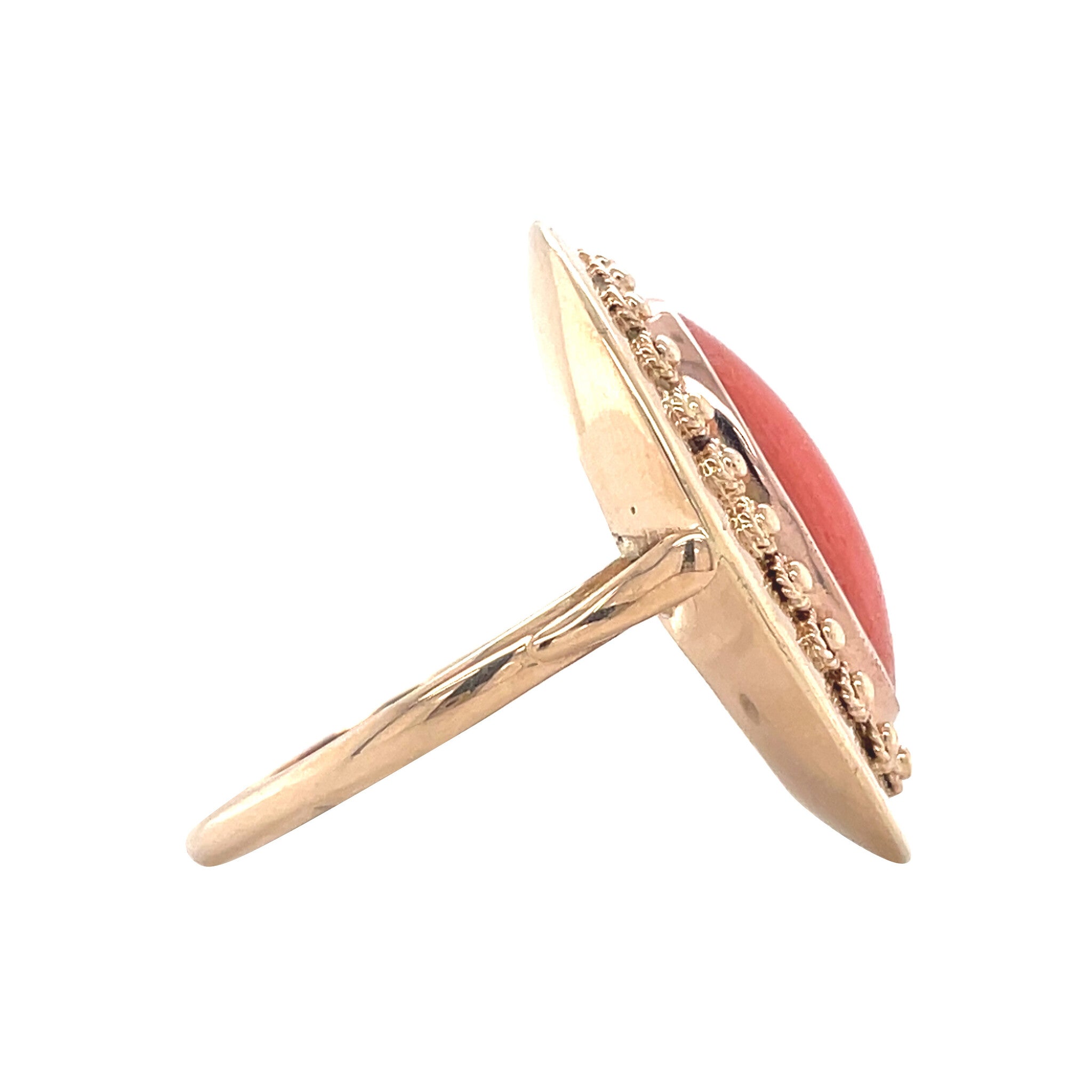 Gouden vintage ring met bloedkoraal 14 kt