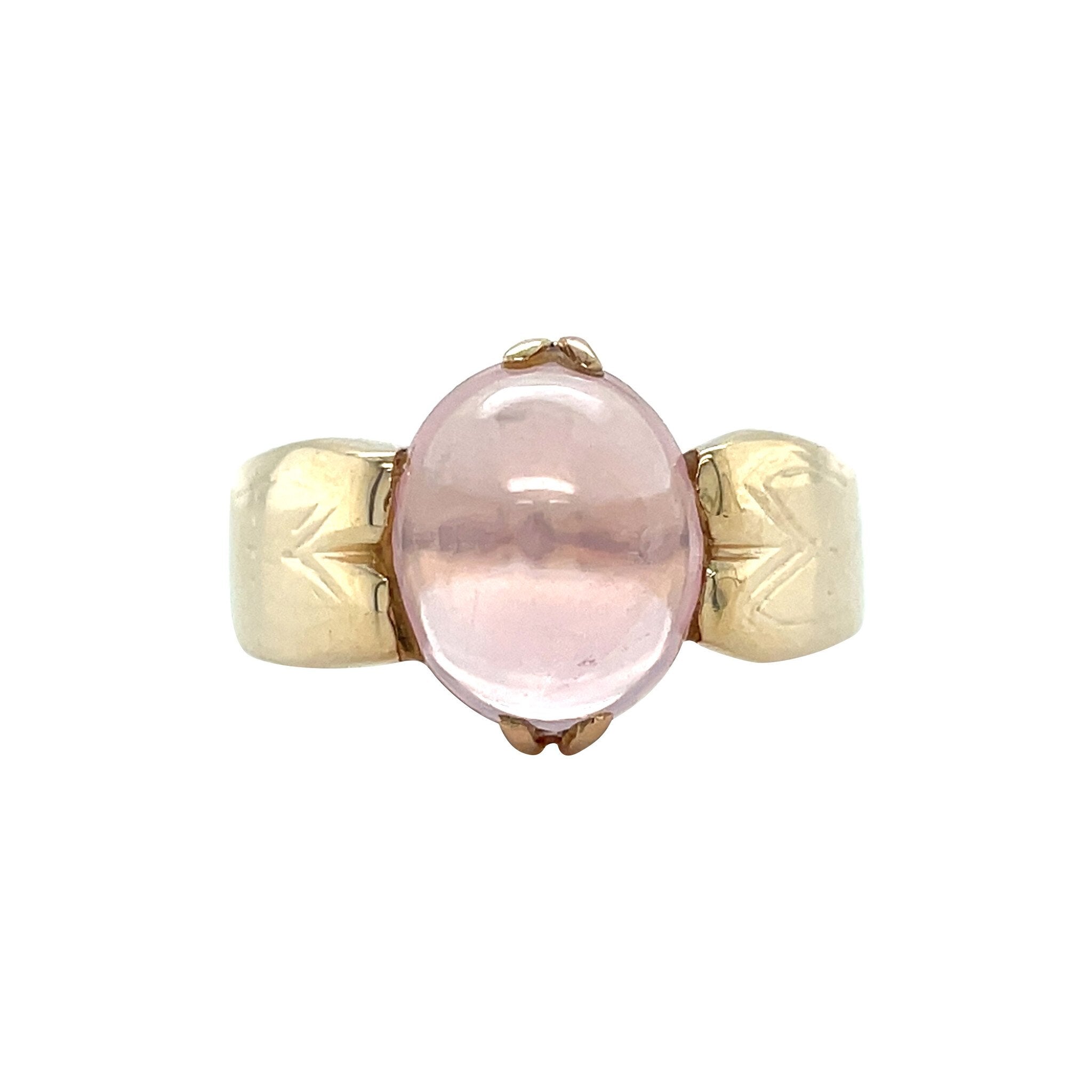 Gouden vintage ring met ster rozenkwarts 14 krt