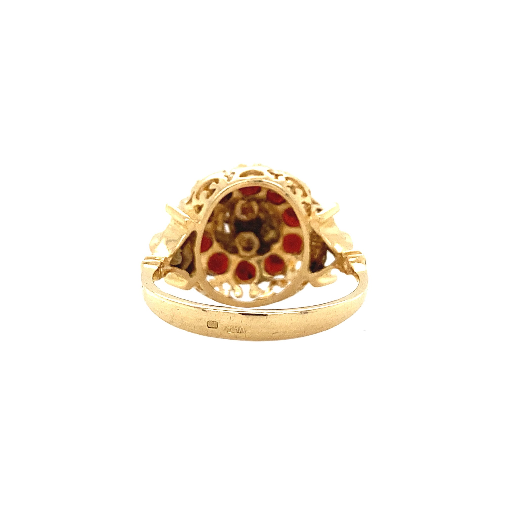 Gouden entourage ring met granaat 18 krt