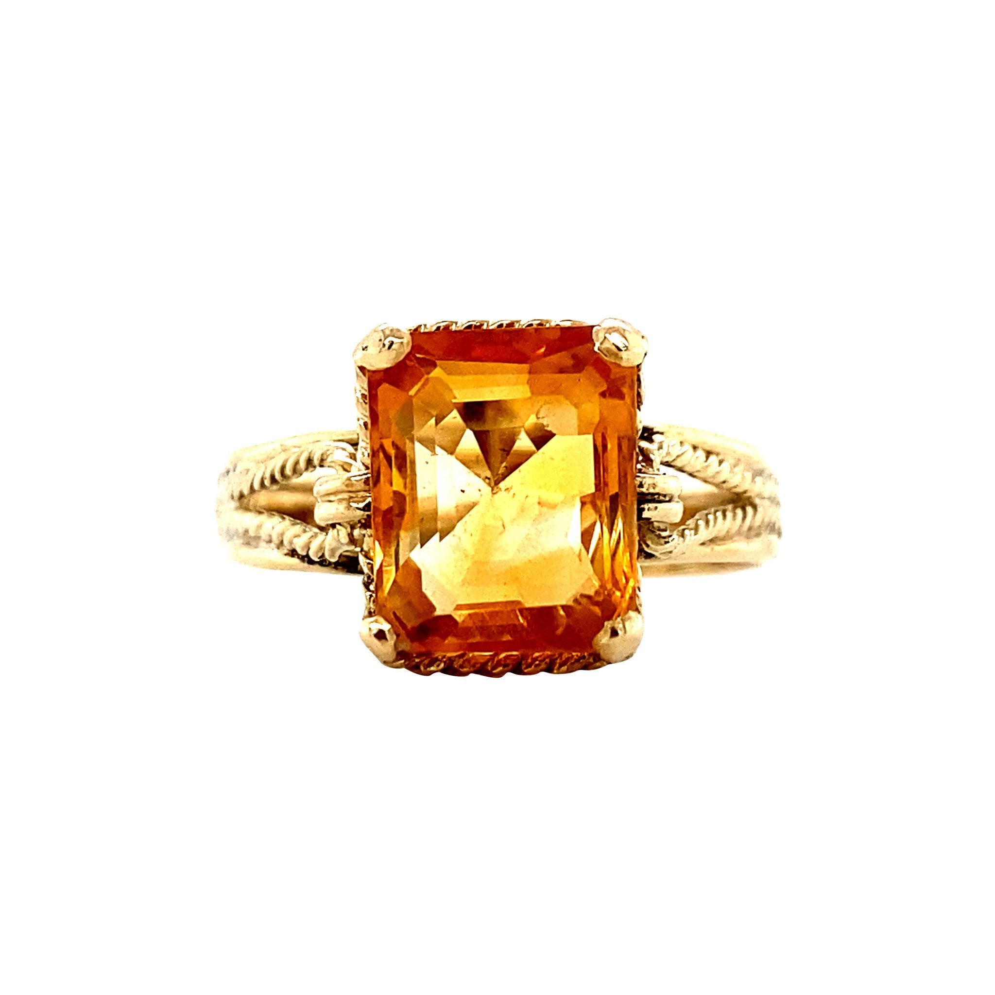Gouden ring met citrien 14 krt