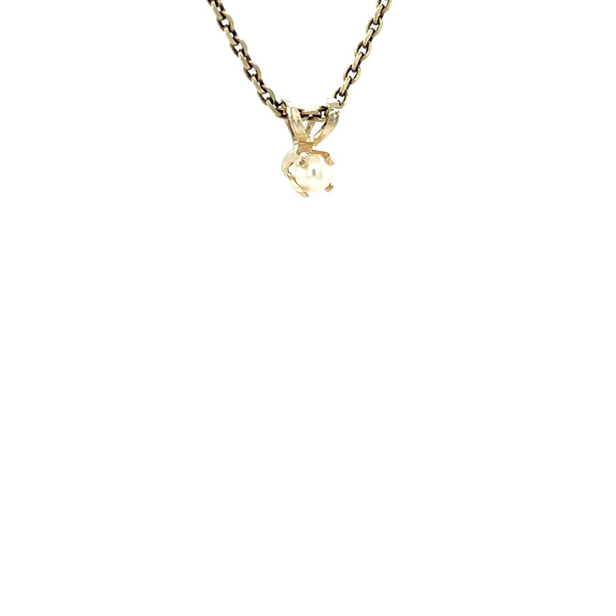 Gouden vintage solitair hanger met parel 14 kt