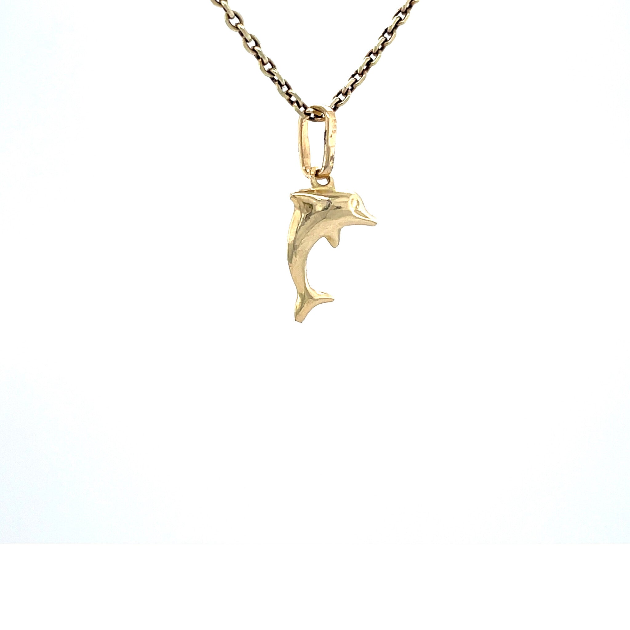 Gold vintage dolphin pendant 14 kt