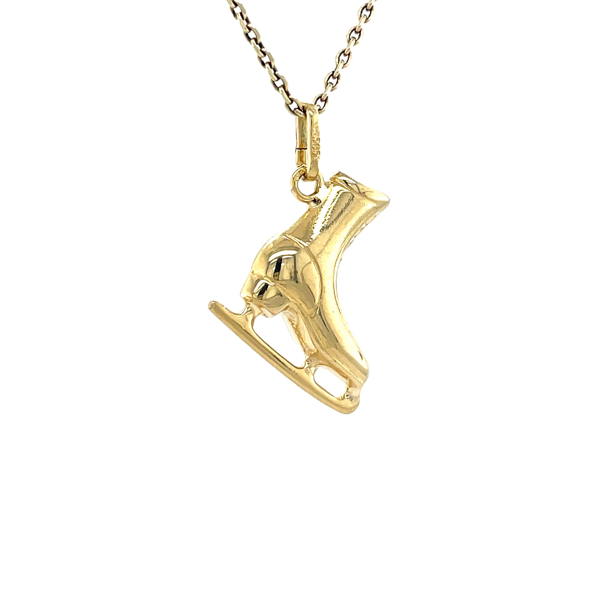 Gold vintage skate pendant 14 kt