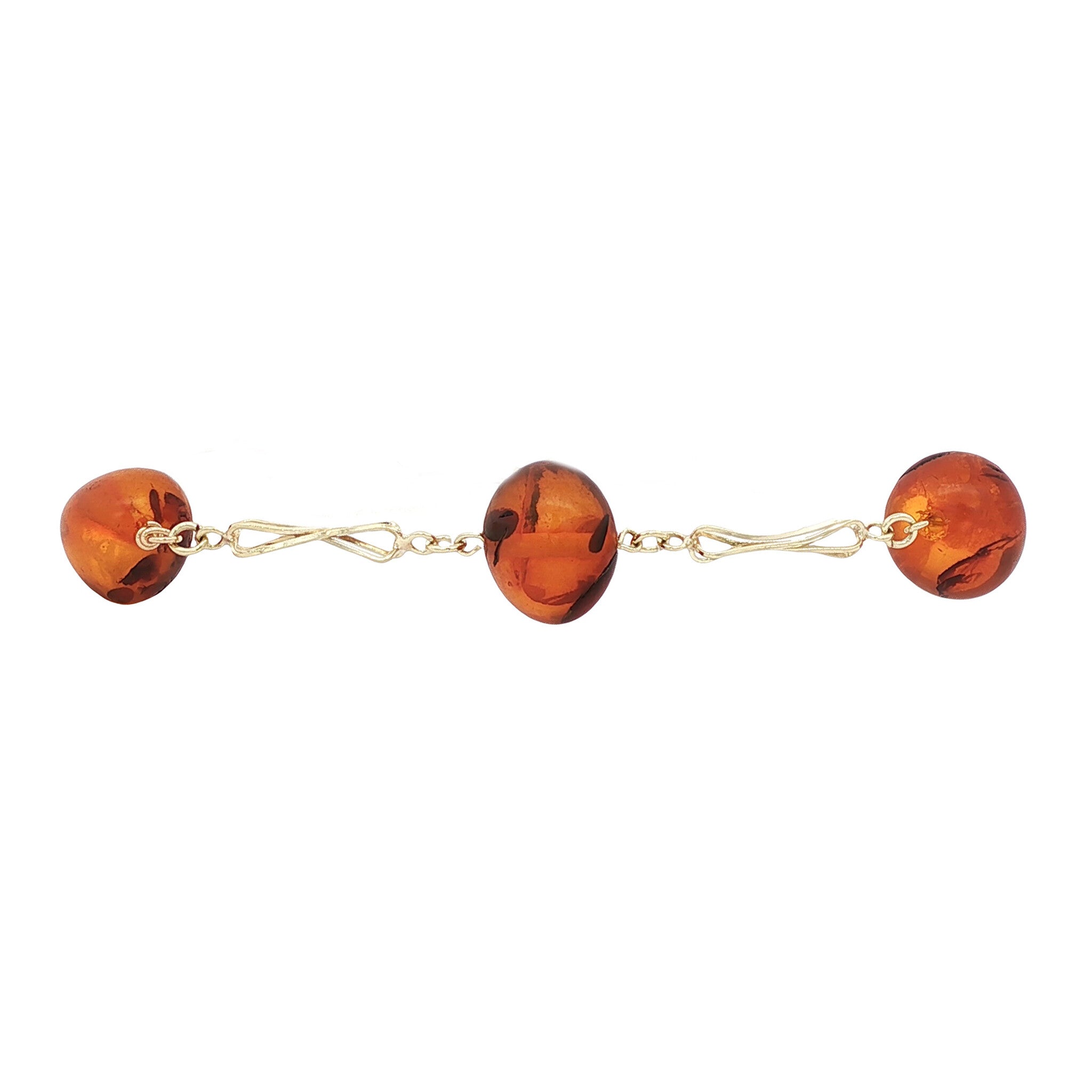 Gouden vintage armband met amber 14 kt
