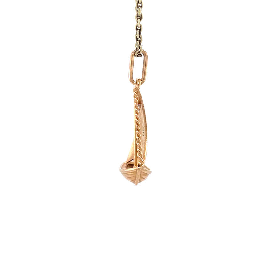 Gouden vintage zeilboot hanger 18 kt