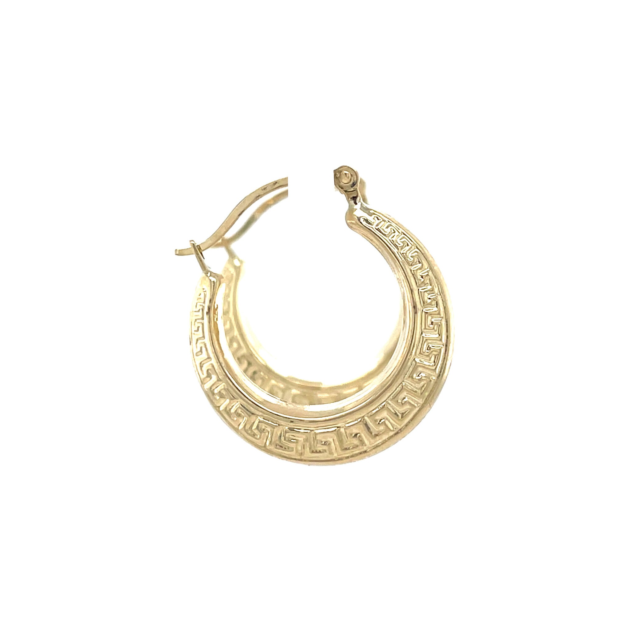 Gouden vintage meander oorringen 14 krt