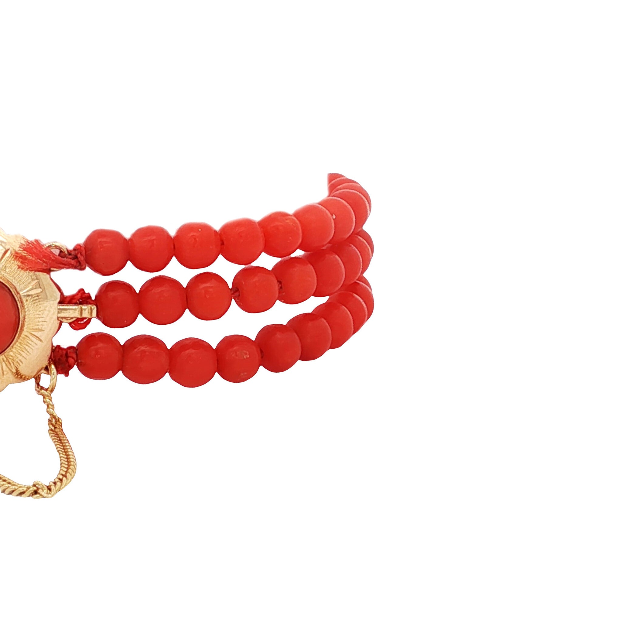 Vintage bloedkoraal armband met gouden sluiting 14 kt