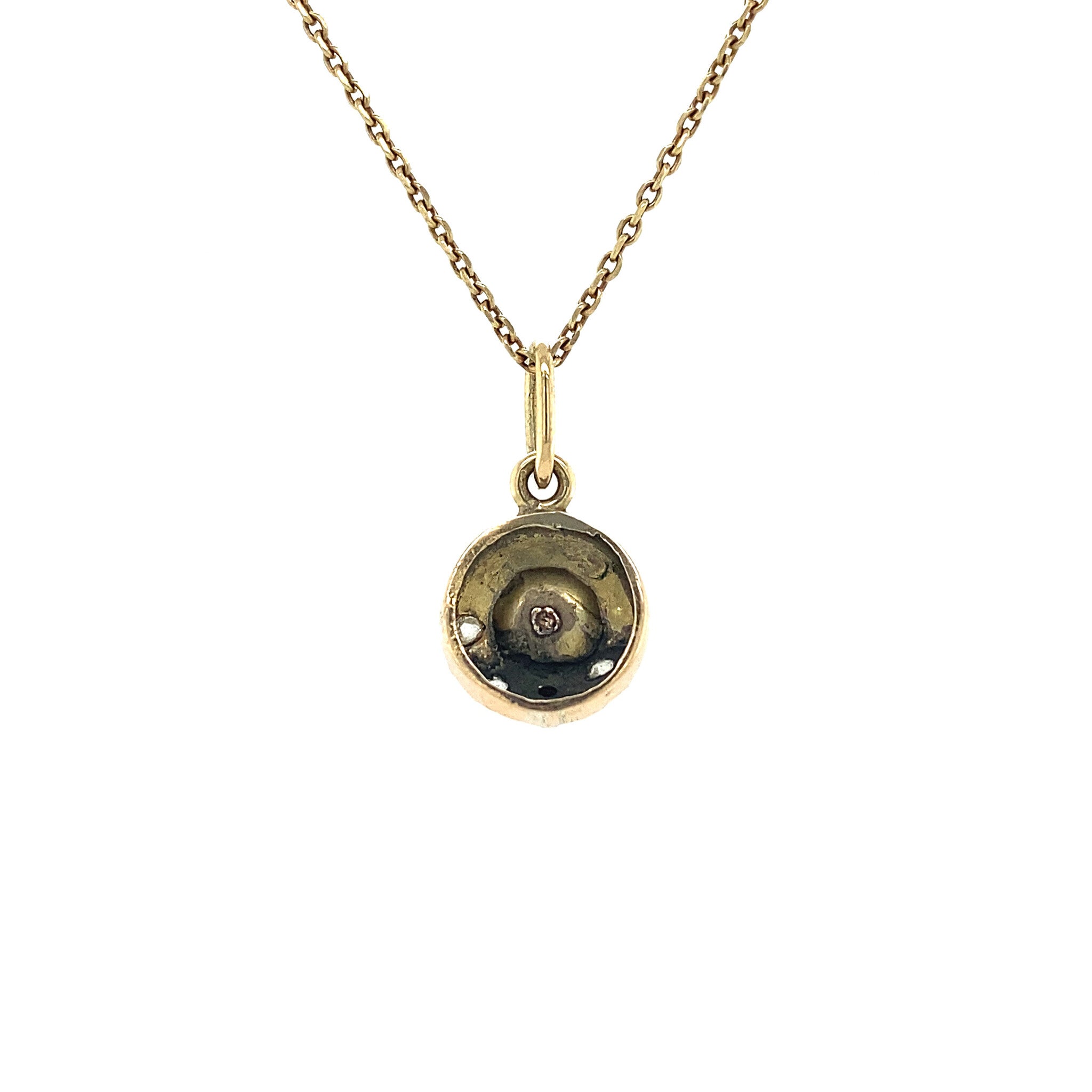 Gouden entourage hanger met roosdiamant 14 krt