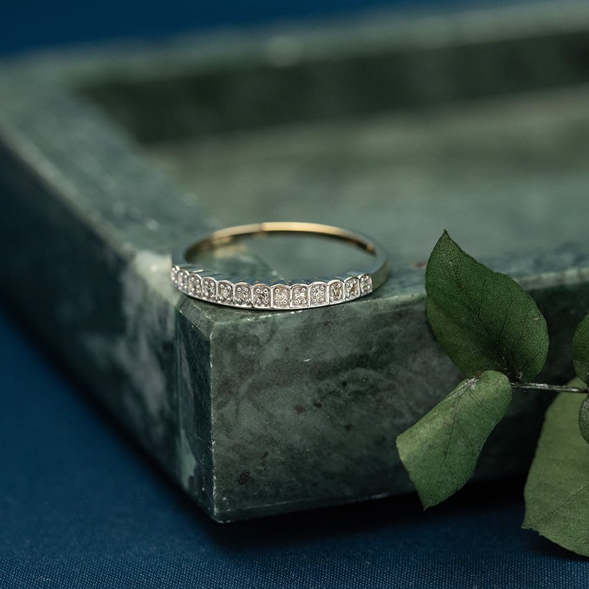 Gouden memoire ring met diamant 18 krt