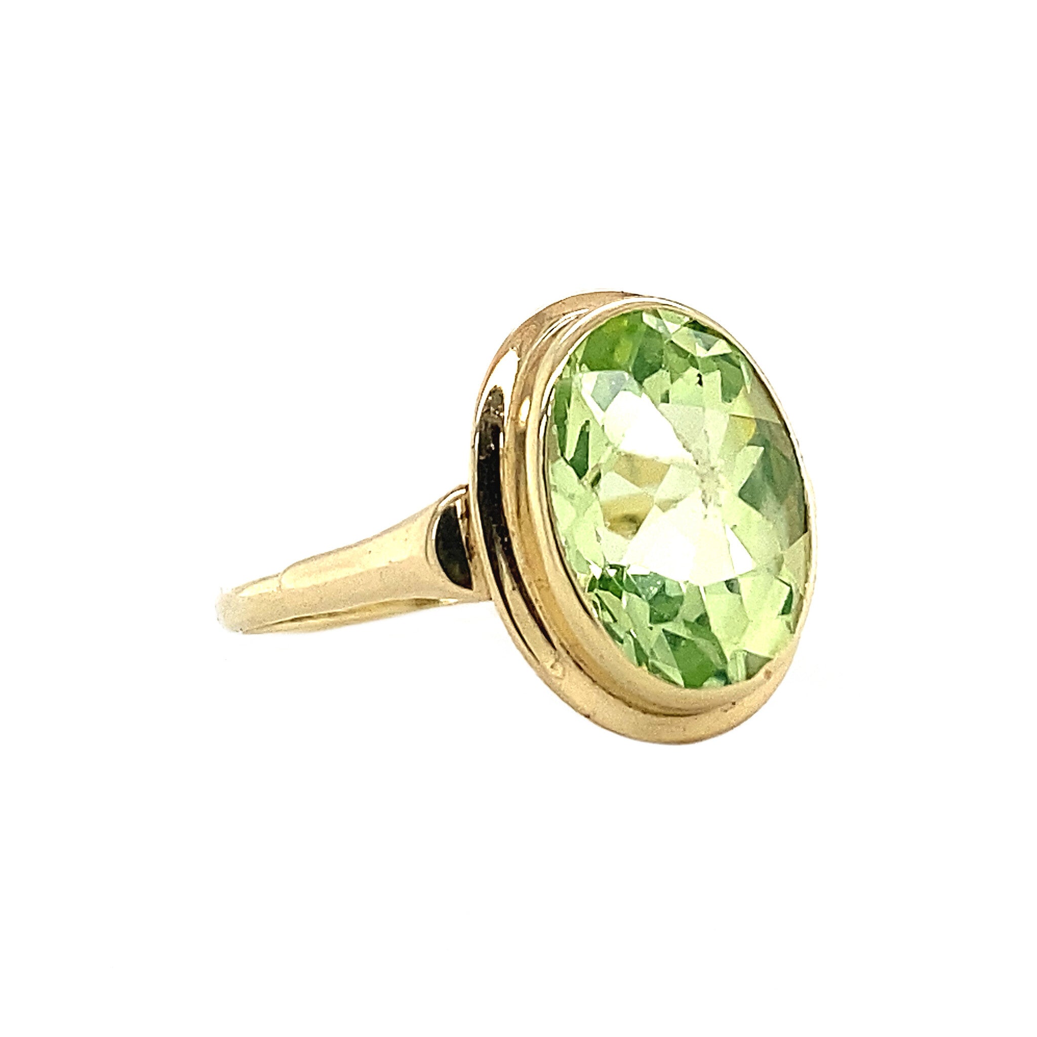 Gouden ring met groene spinel 14 krt