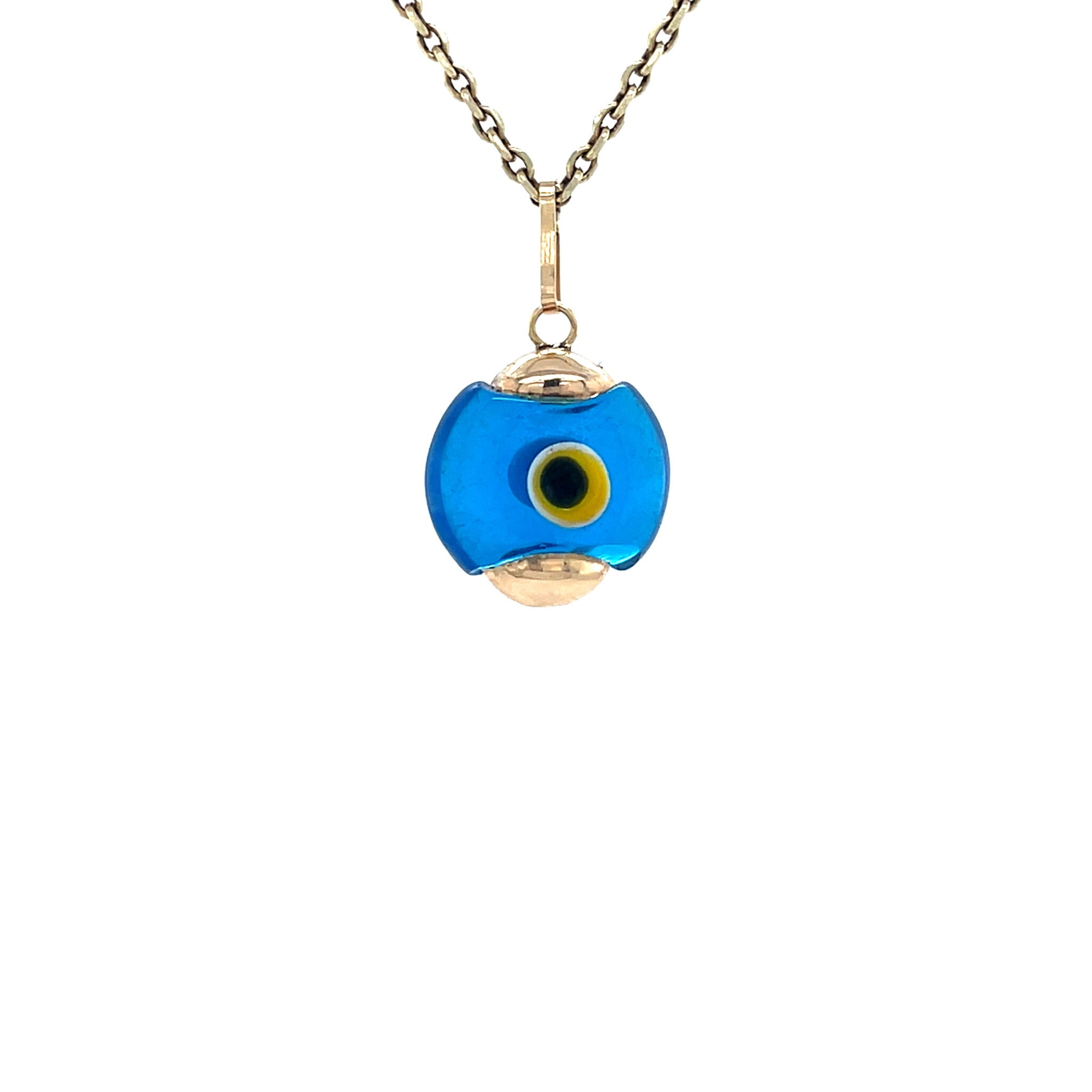 Gouden vintage boze oog hanger 14 krt