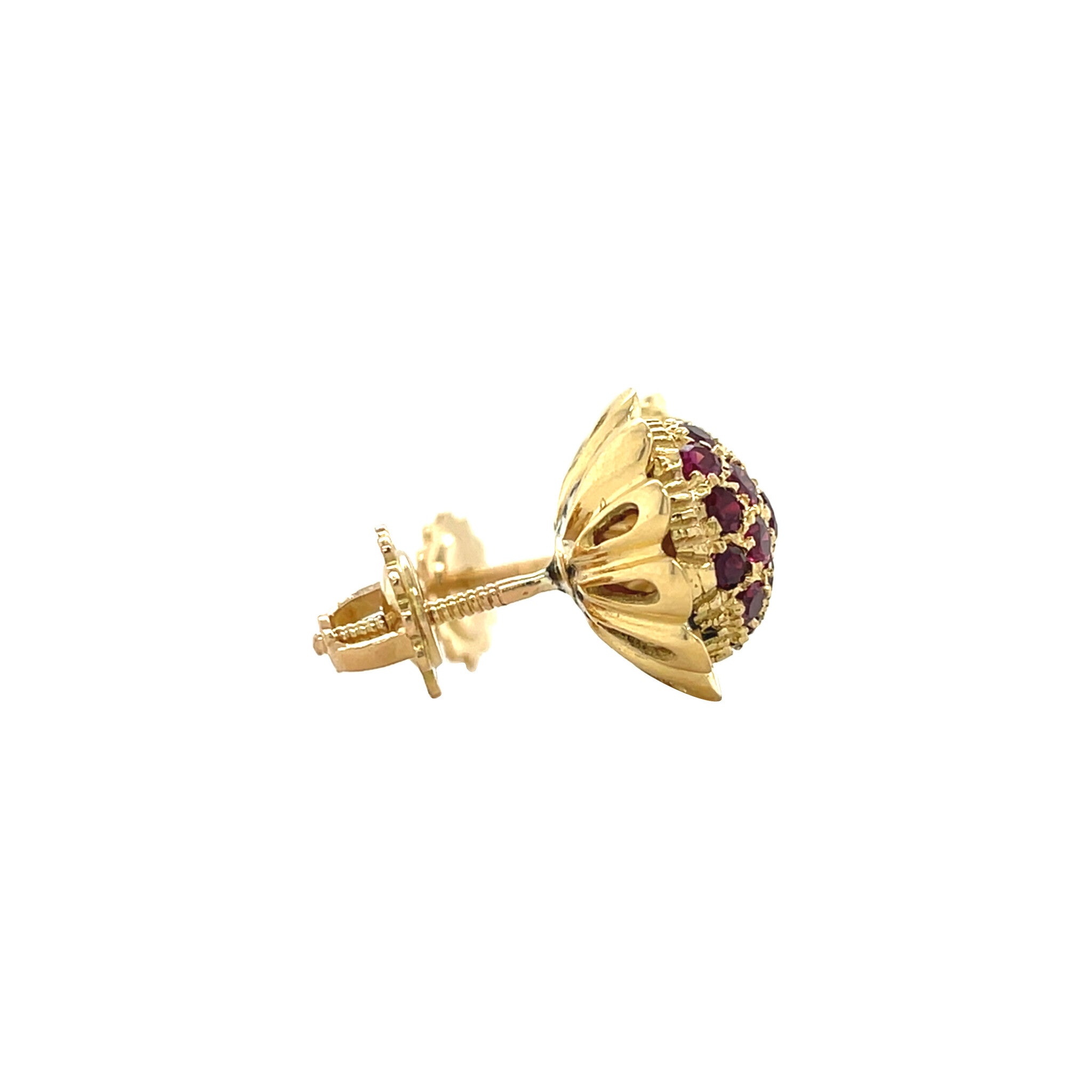 18 kt gold vintage entourage stud earrings with ruby