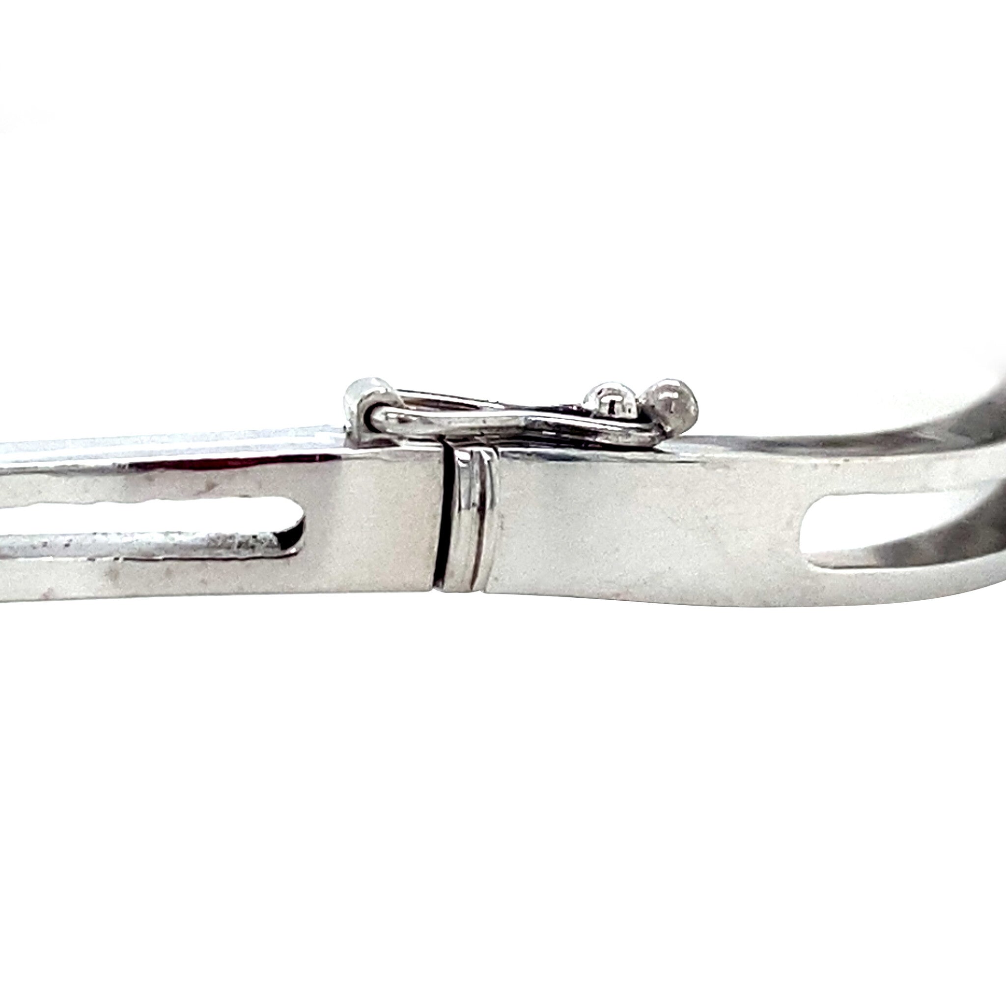 Witgouden vintage bangle met diamant 14 krt
