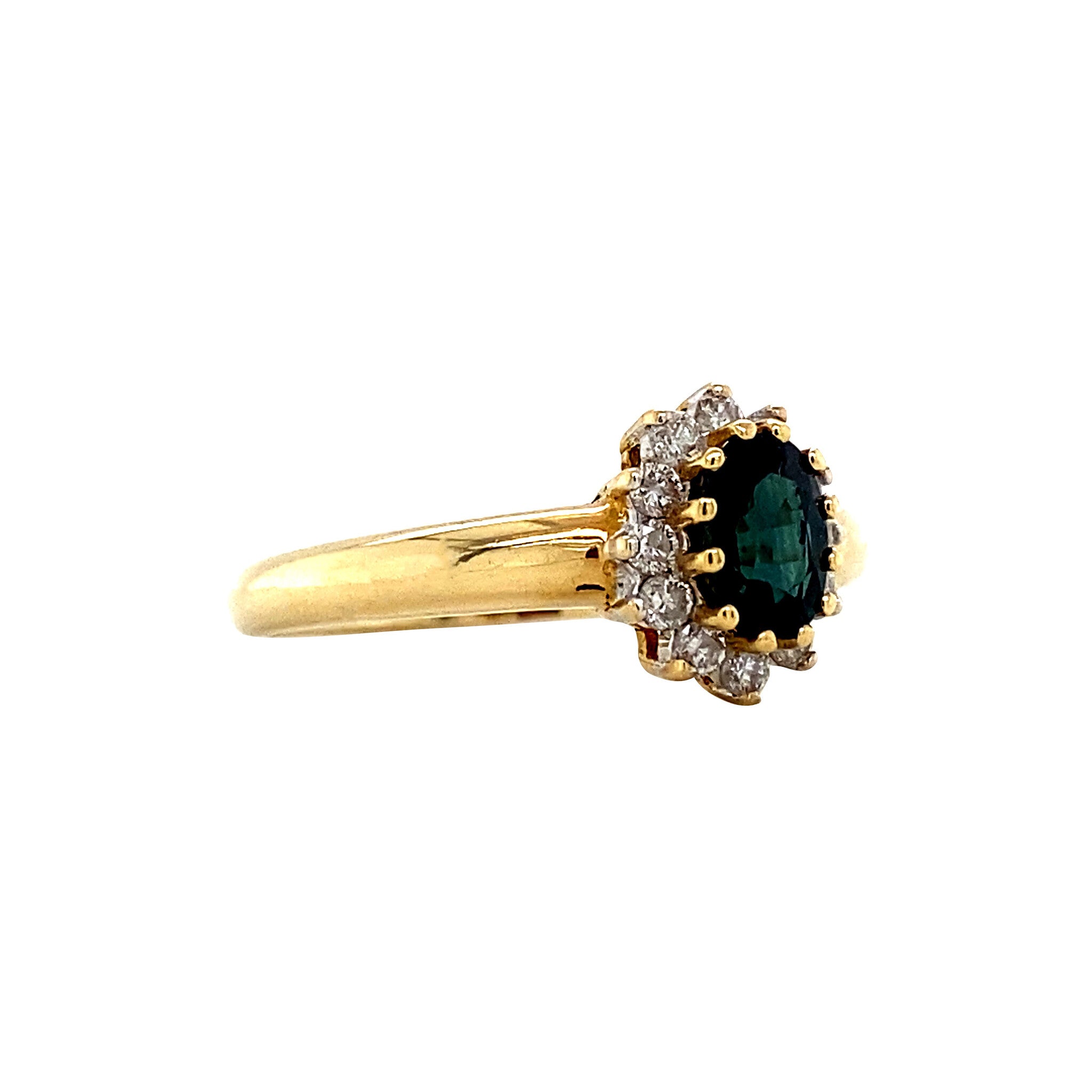 18 kt gold ring with sapphire and diamond