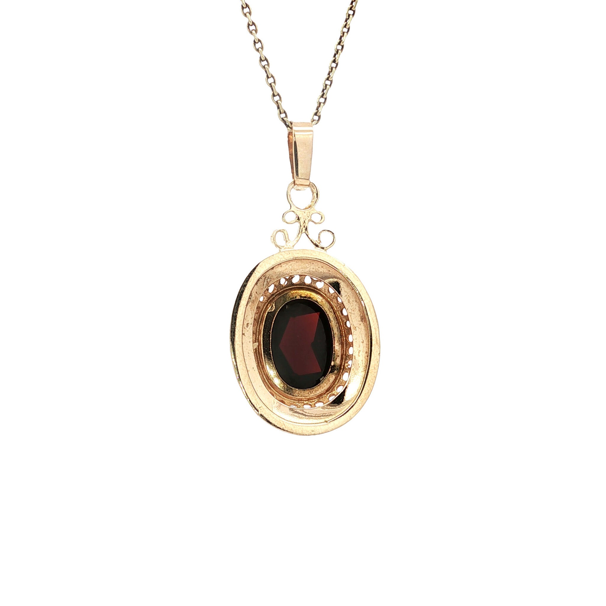 Vintage gold pendant with garnet, 14 kt