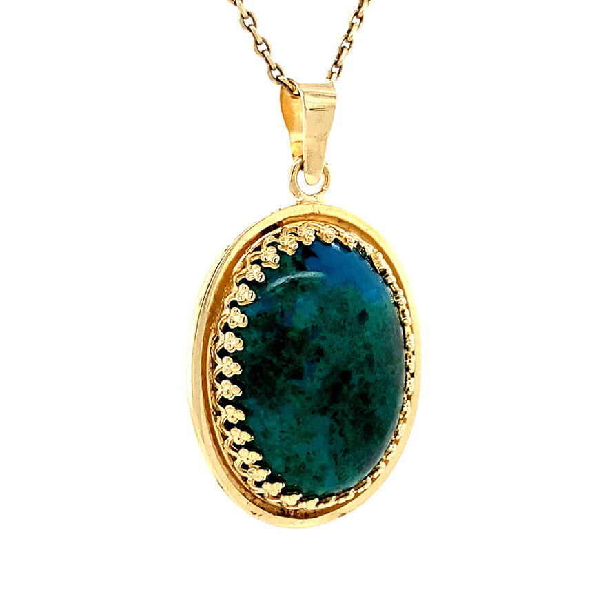 Gouden hanger met eilatsteen 14 krt