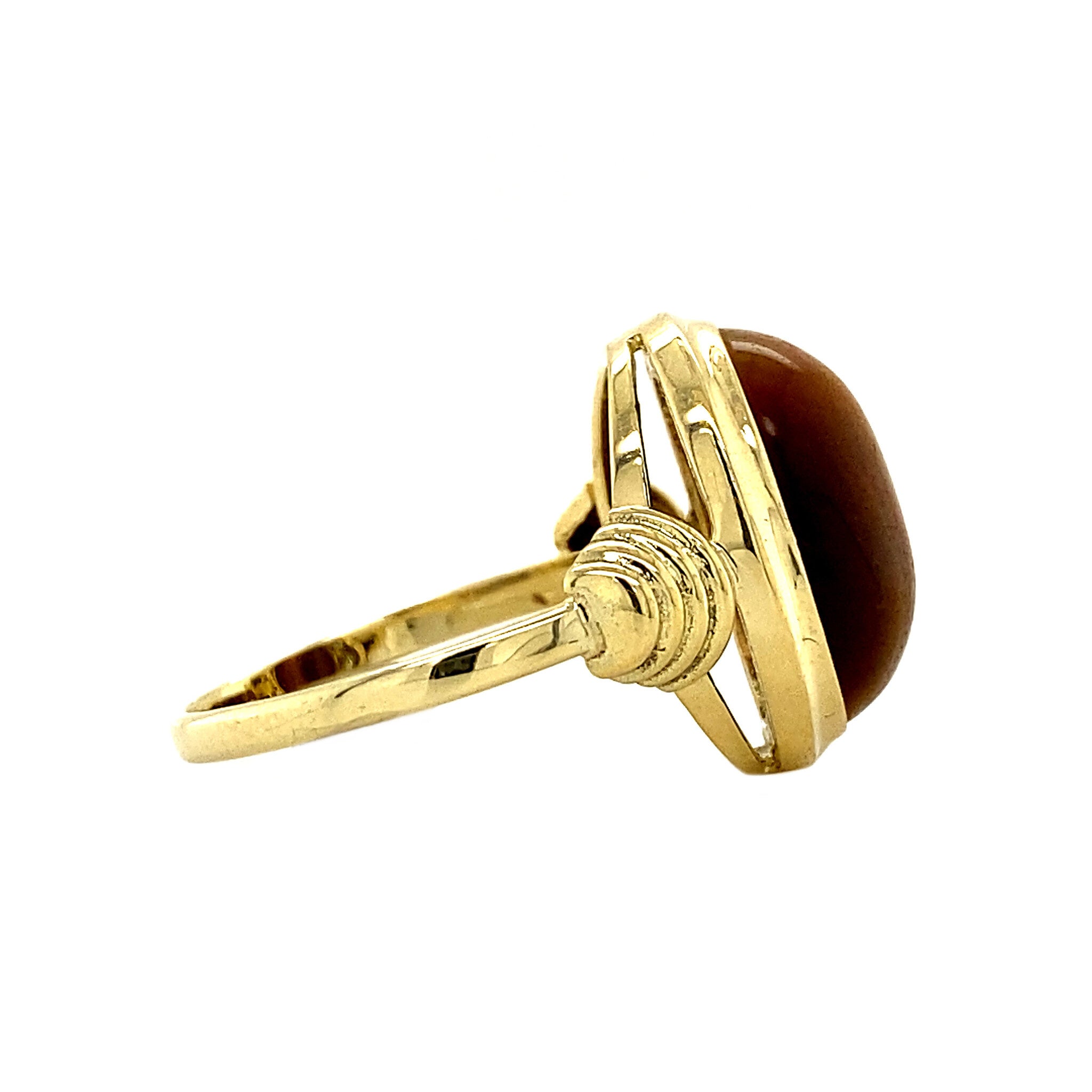 Gouden ring met tijgeroog 18 krt