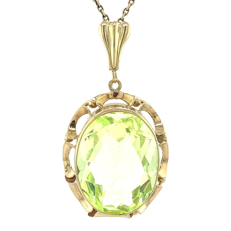 Gouden hanger met groene spinel 14 krt