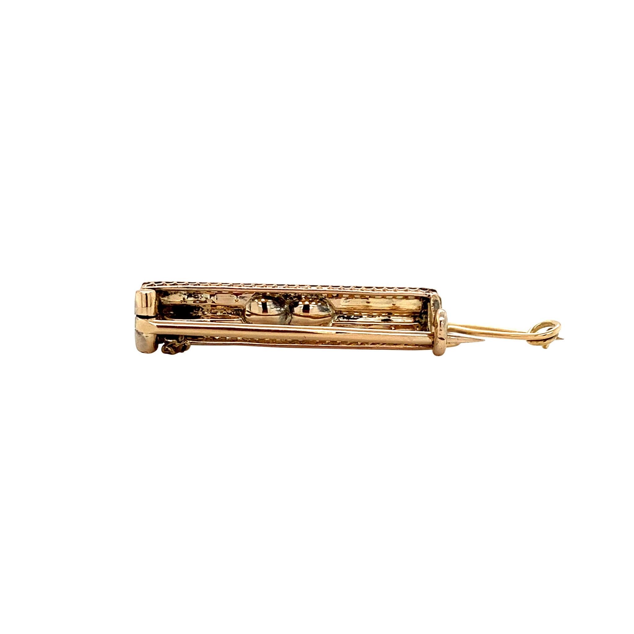 Vintage gold brooch with a rose-cut diamond, 14 kt