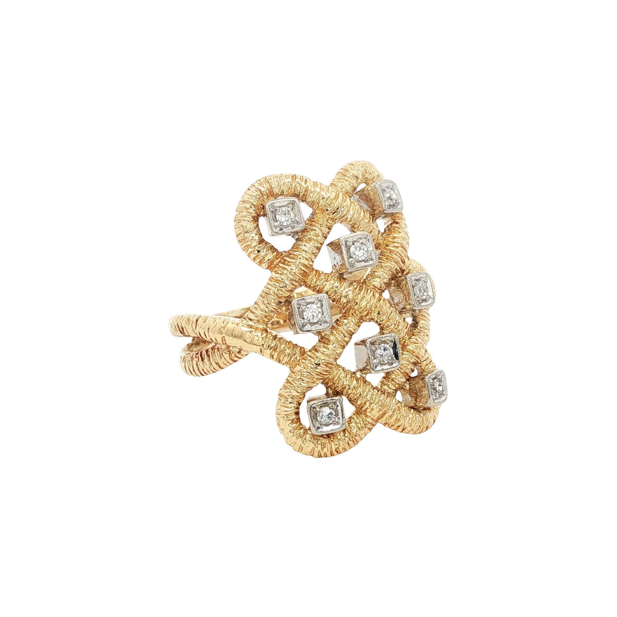 Gouden vintage ring met diamant 18 kt