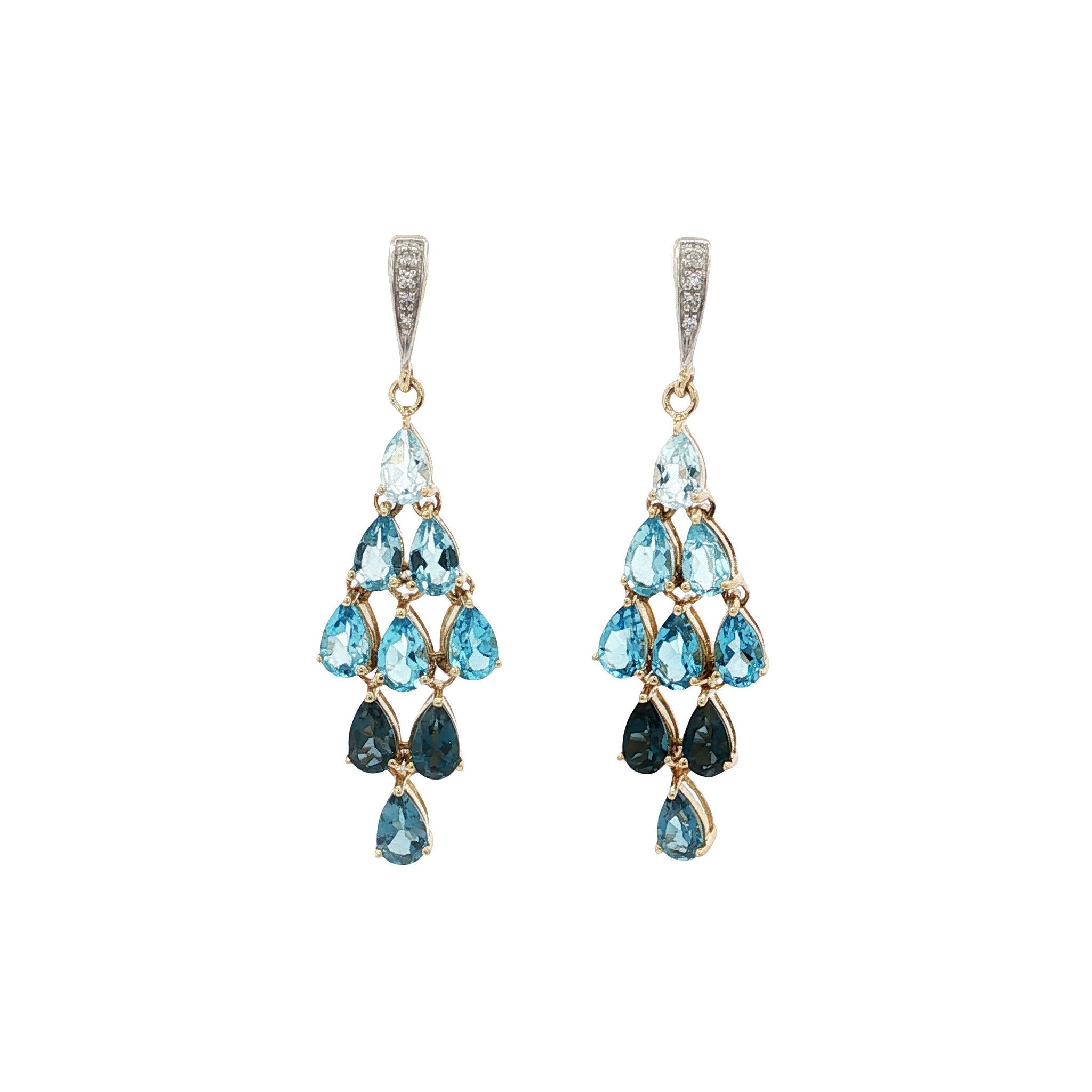 Oorbellen met topaas en diamant 9 kt