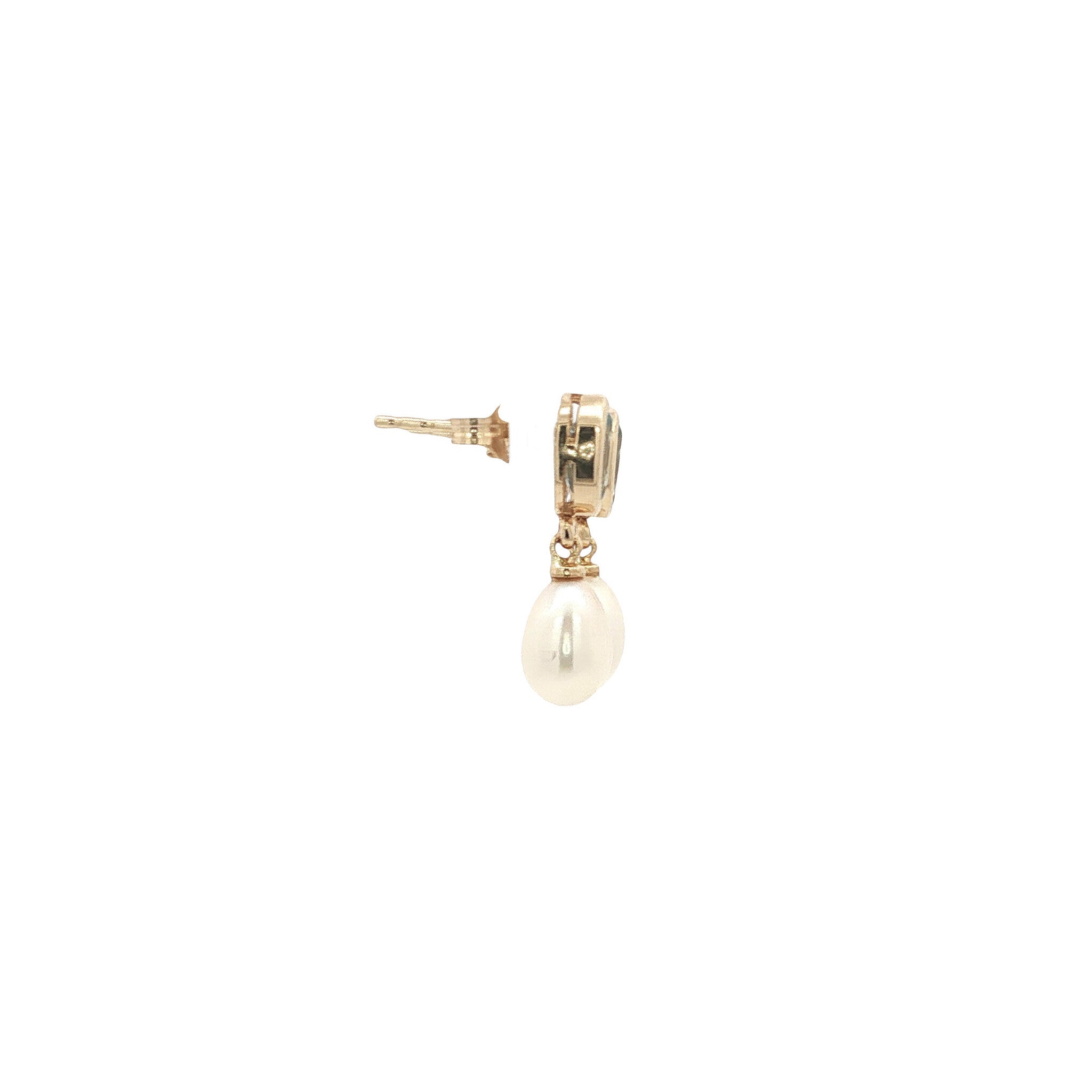 Gold earrings with topaz and pearl 14 kt