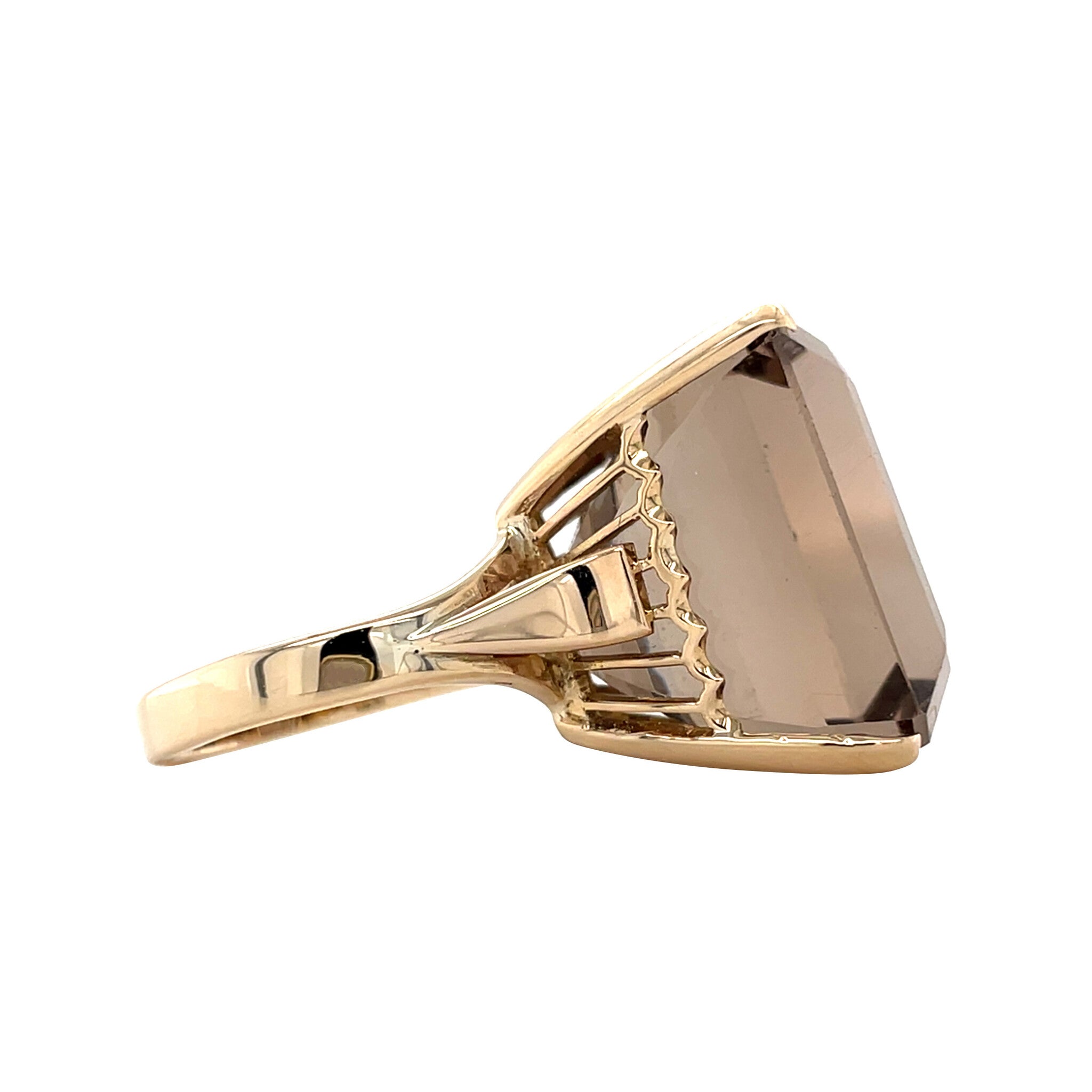 Vintage ring met rookkwarts 10 kt