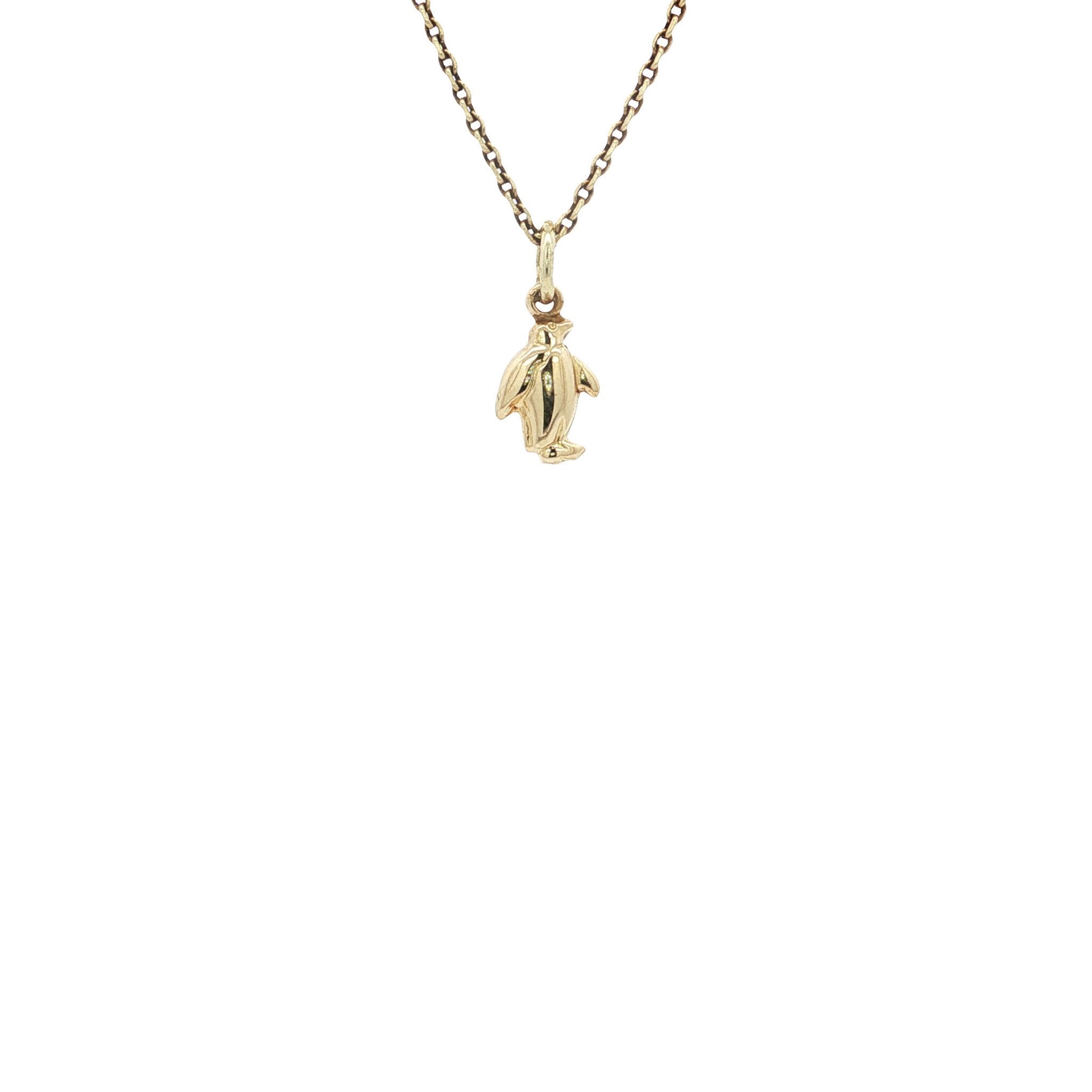 Gold vintage penguin pendant 14 kt