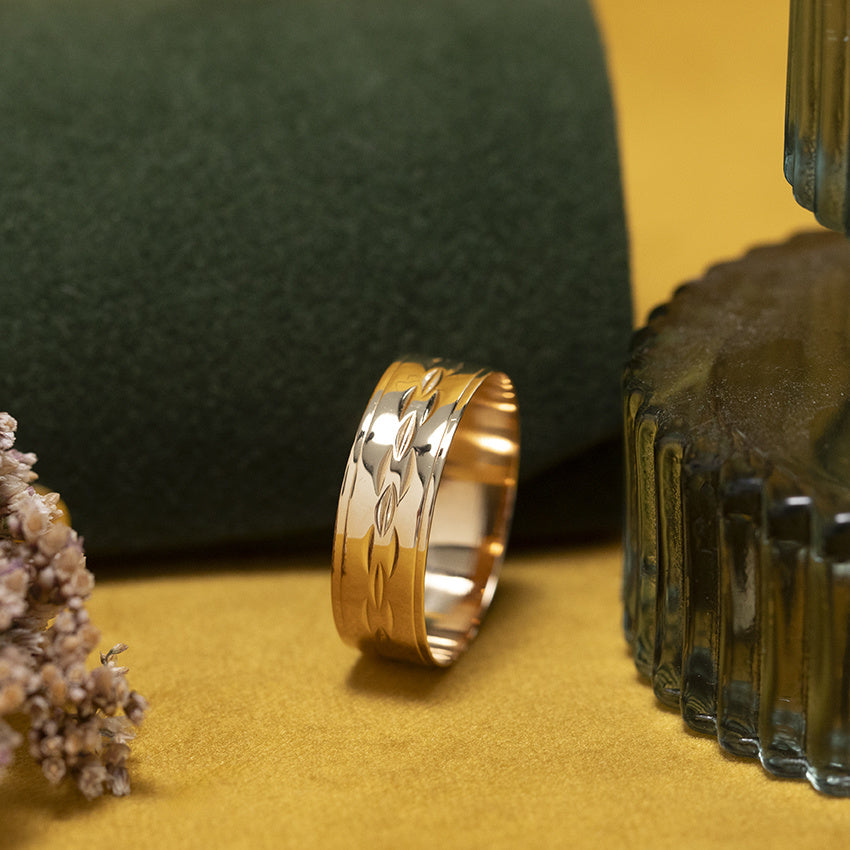 Gouden vintage bewerkte ring 18 kt