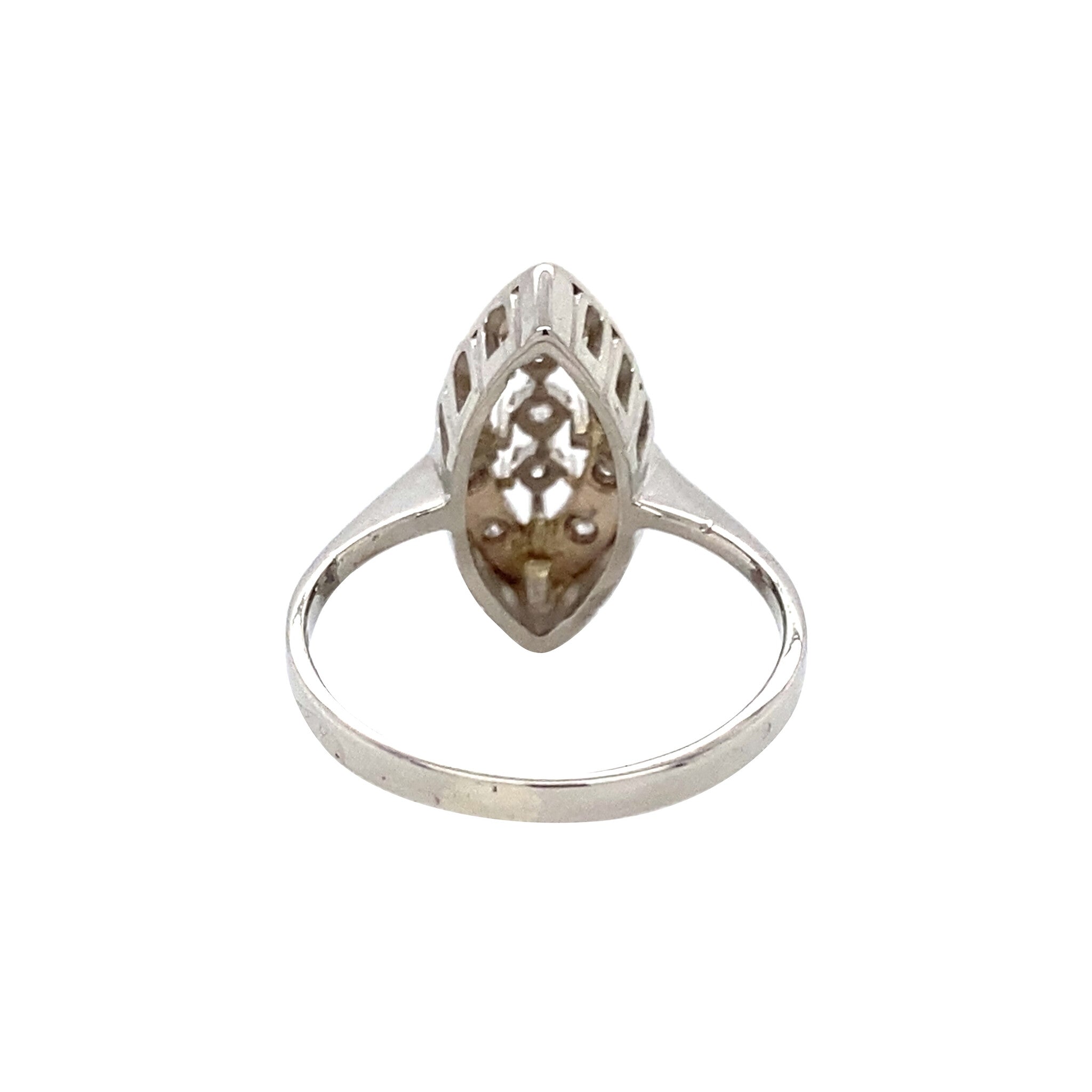 Witgouden vintage prinsessen ring met diamant 14 kt