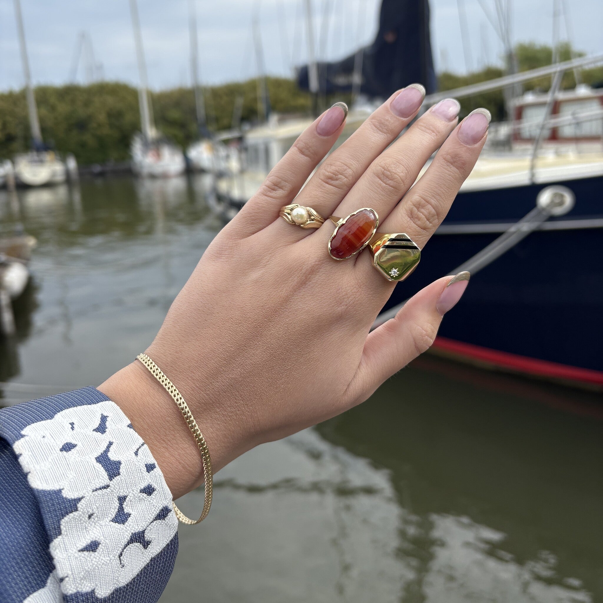 Gouden dubbele gourmet armband 14 krt