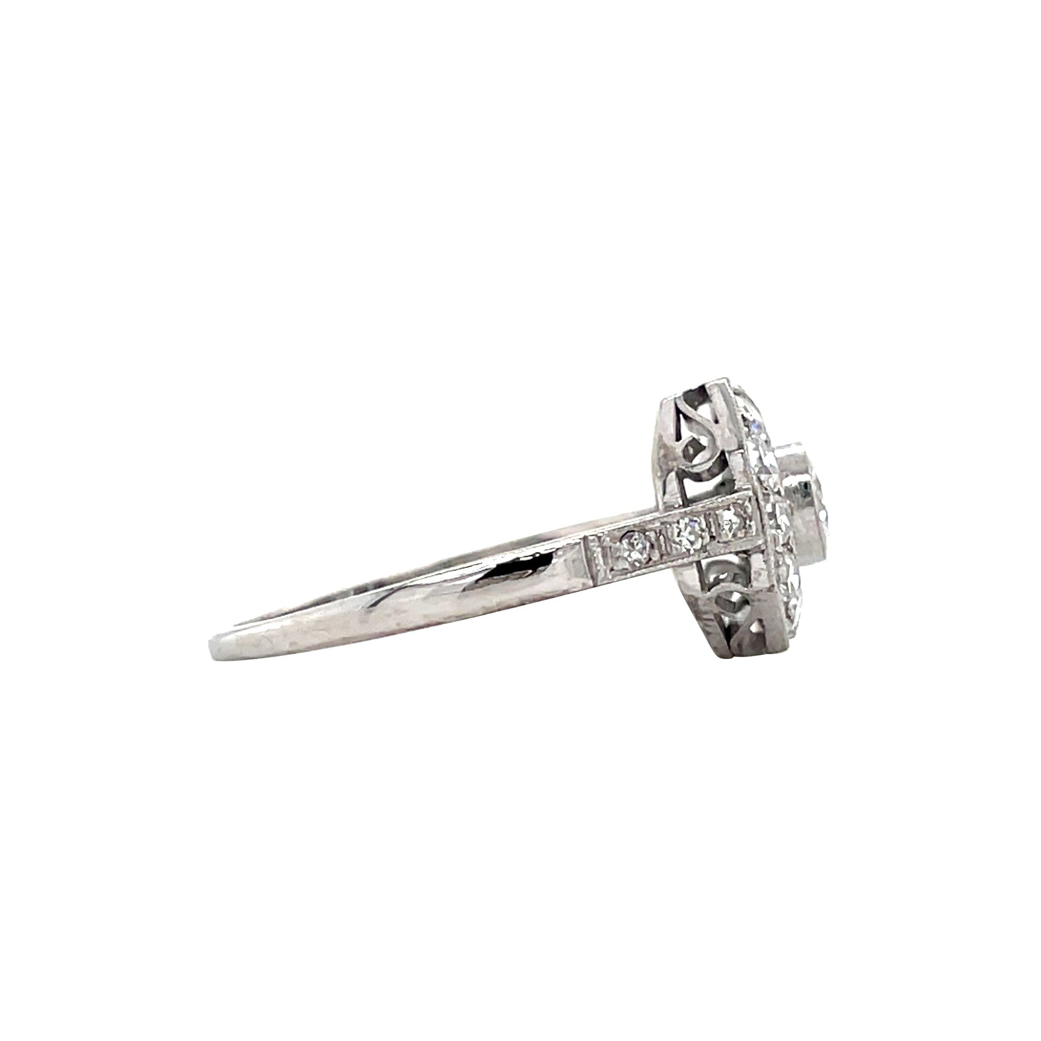 Witgouden vintage entourage ring met diamant 14 kt