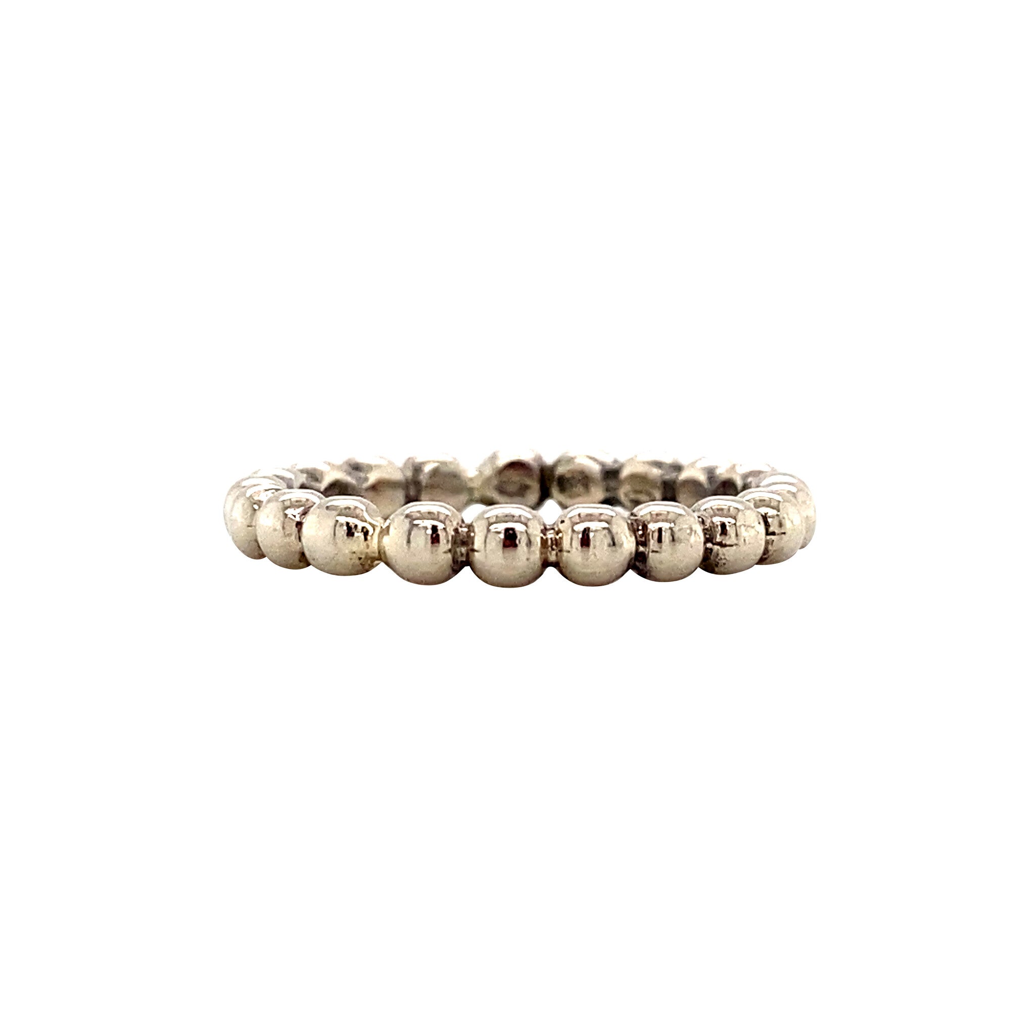 Vintage white gold beaded stacking ring, 14 kt