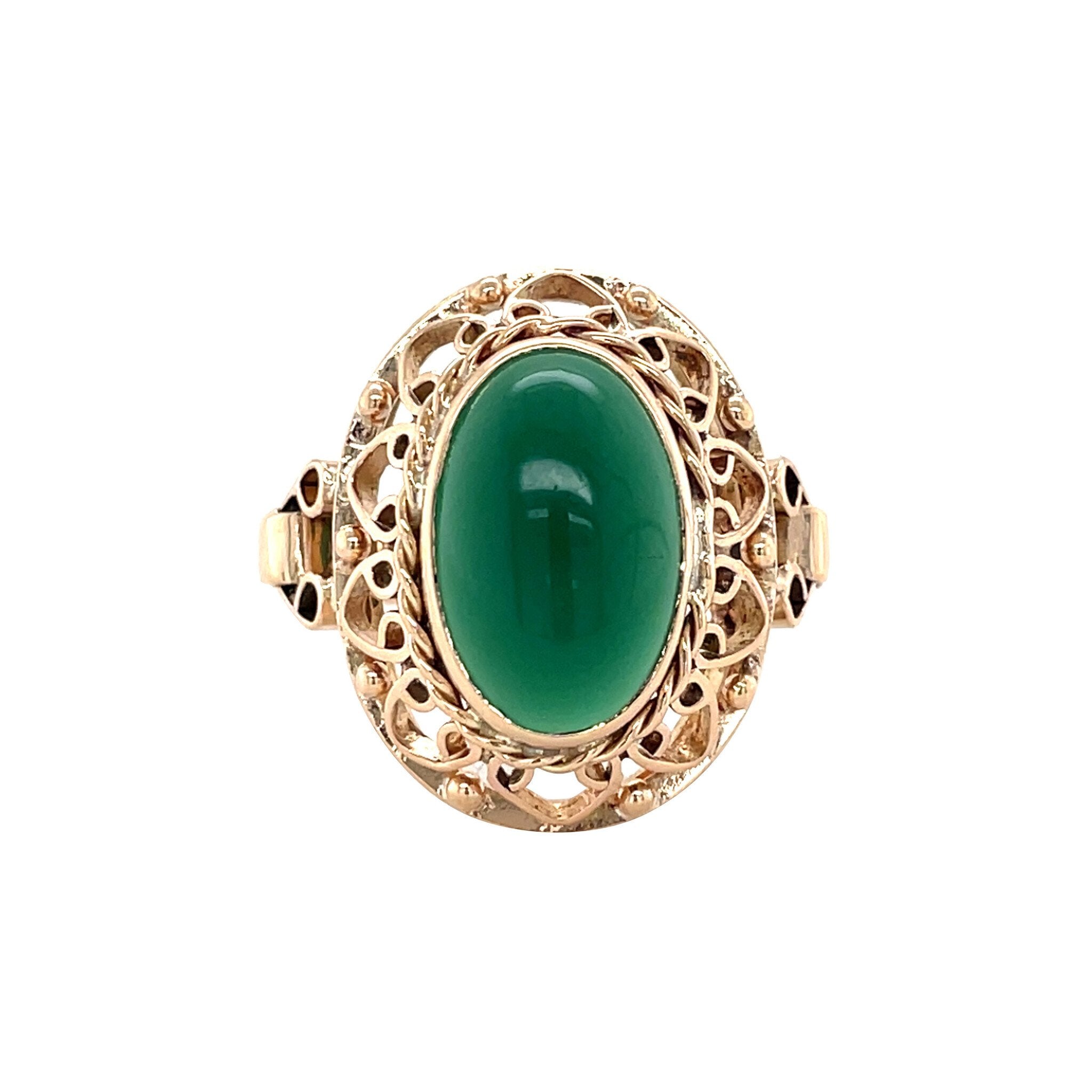 Gold vintage ring with agate 14 kt
