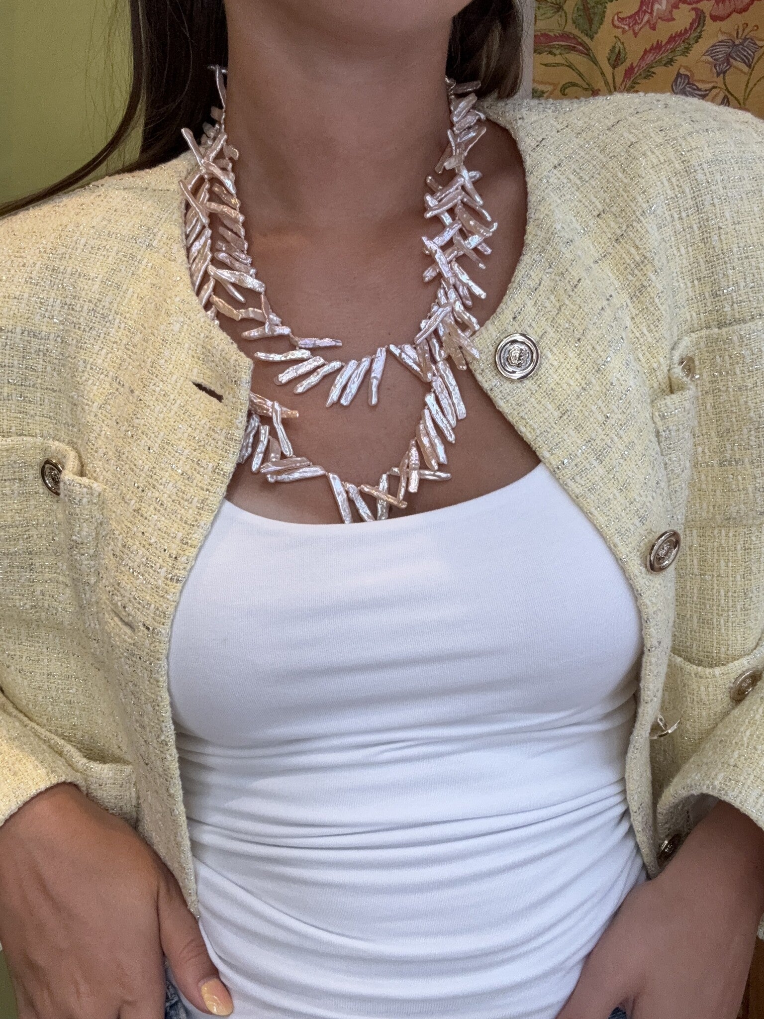 Vintage pearl necklace with gold clasp 14 kt