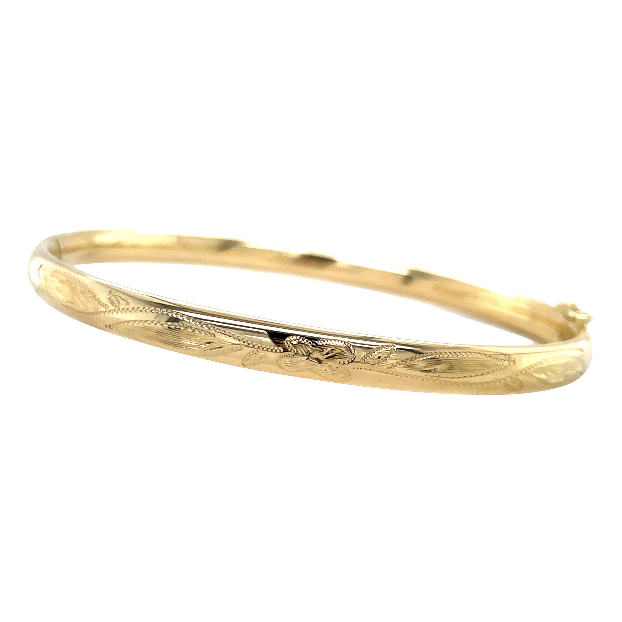 Gouden bangle met gravure 14 krt
