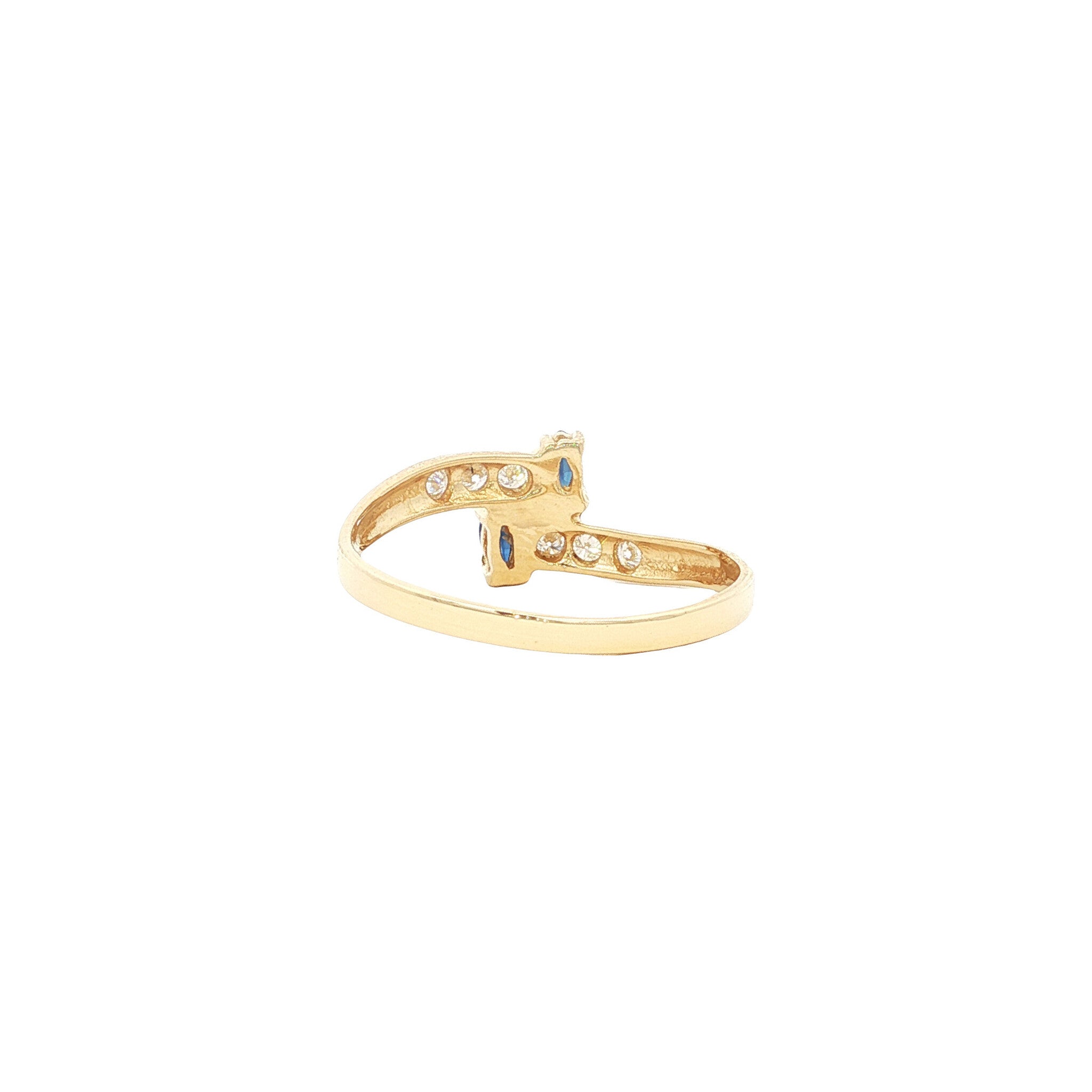 Gouden vintage slagring met saffier en diamant 18 kt