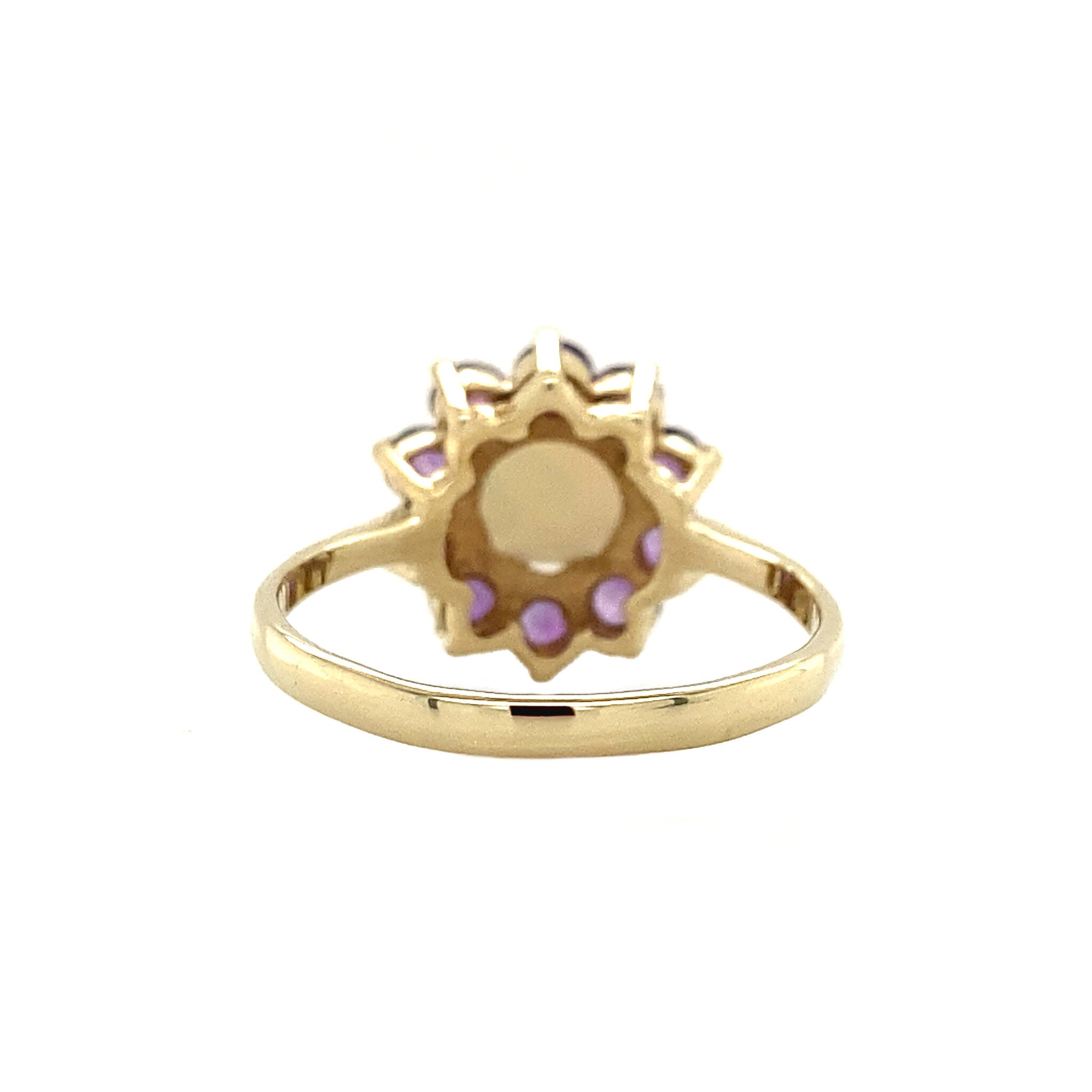 Entourage ring with opal and amethyst 9 krt