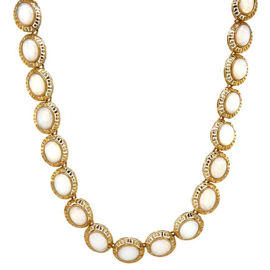 Gouden vintage collier met opaal 14 krt