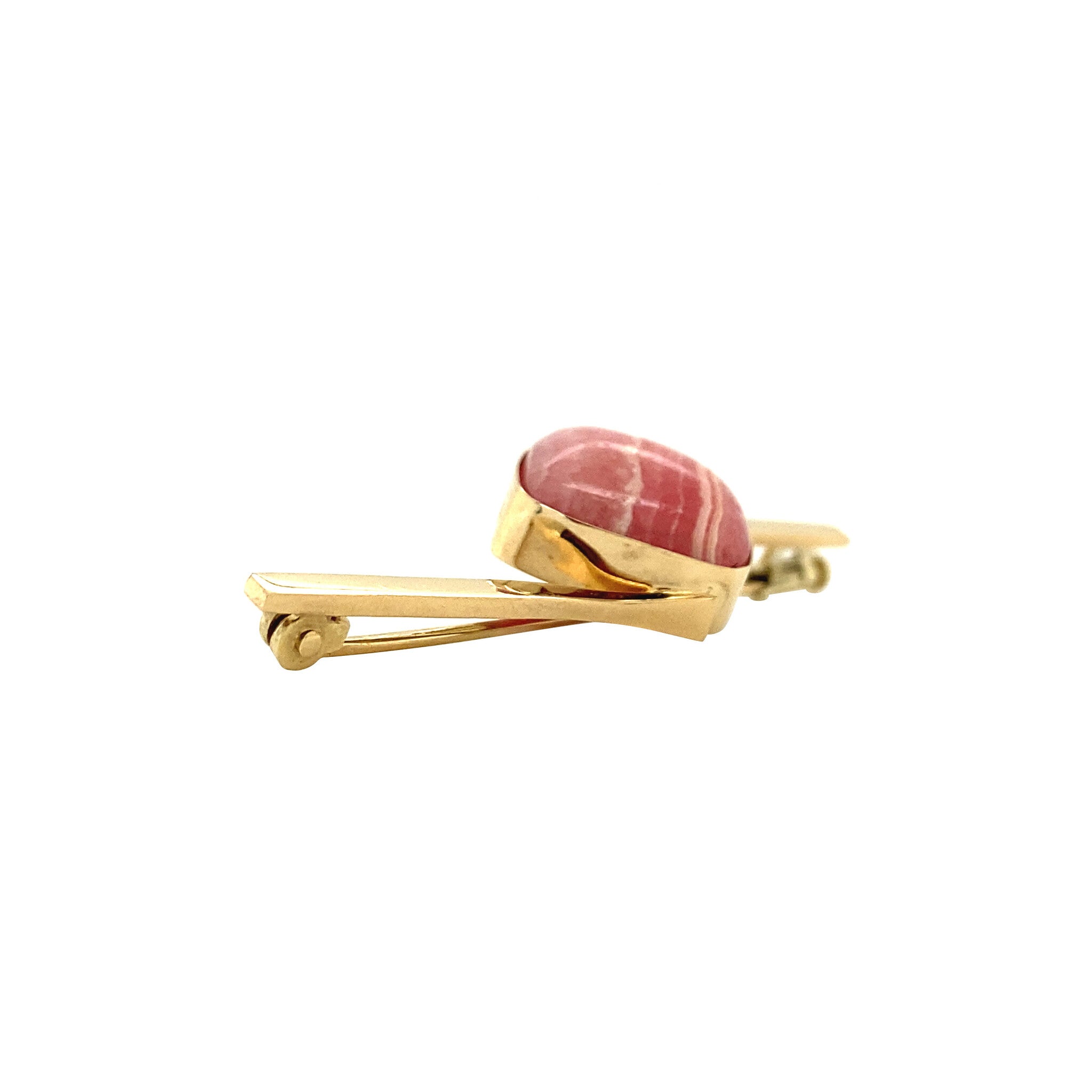 14 kt vintage gold brooch with rhodochrosite