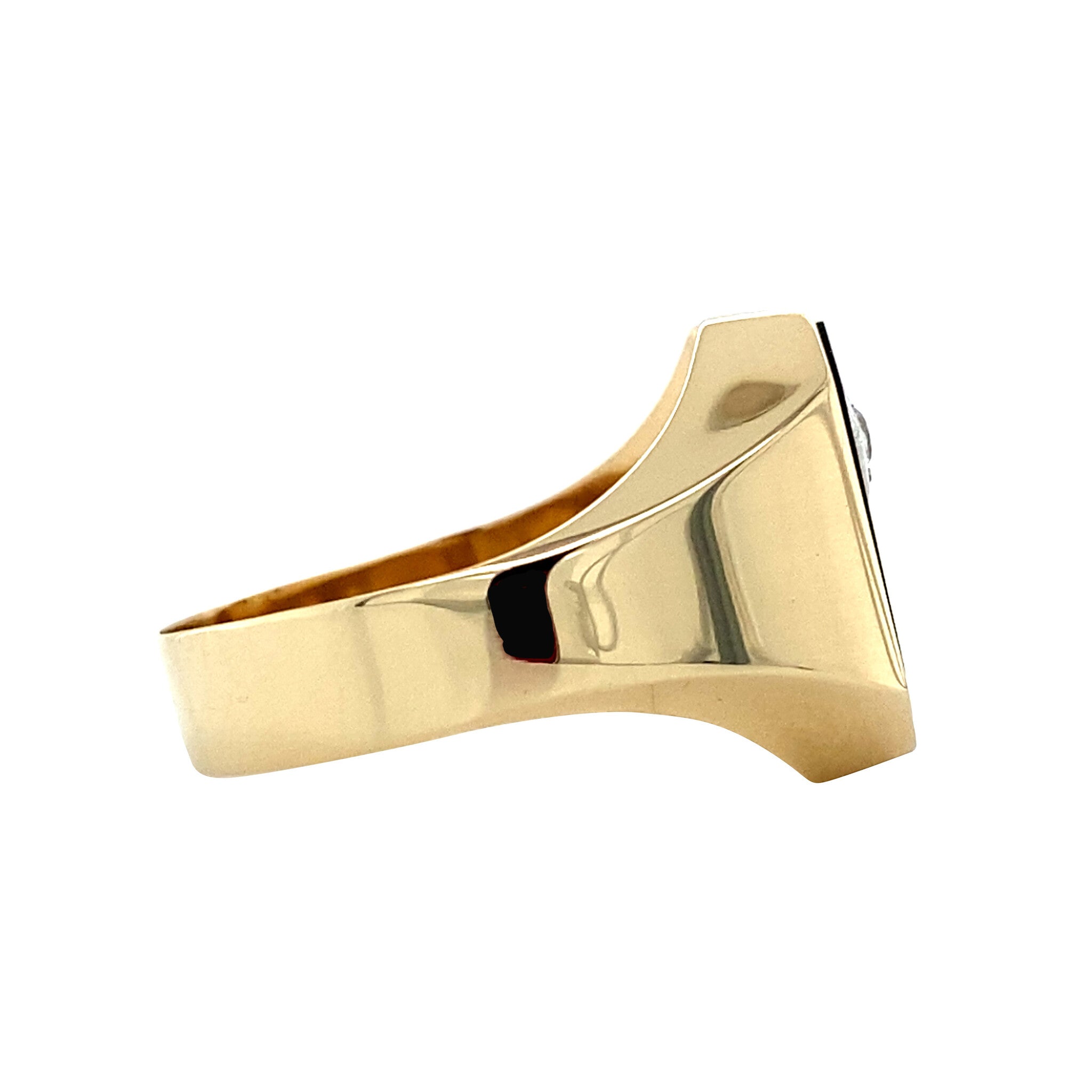Gold vintage signet ring with onyx and zirconia 14 kt/925
