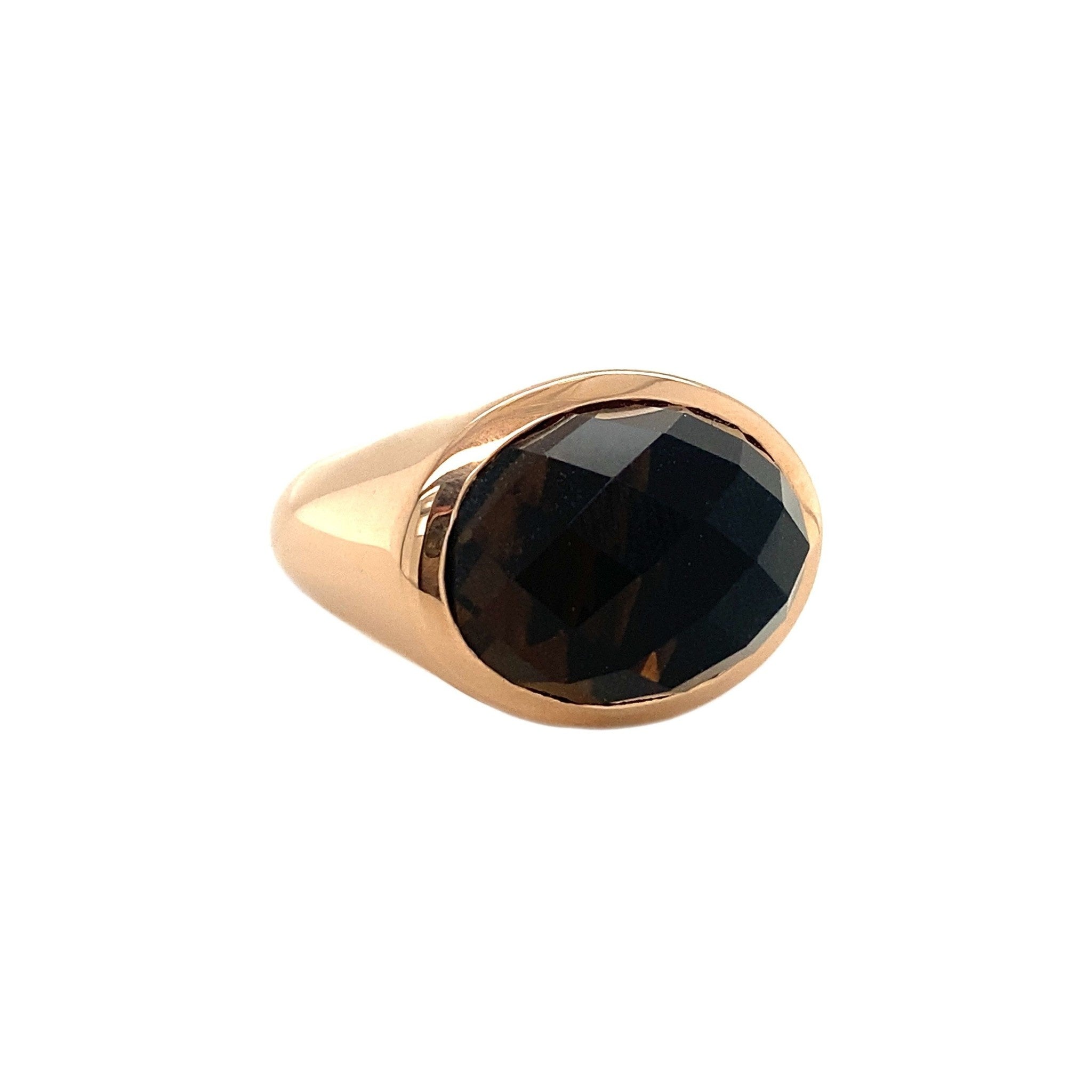Gouden ring met rooktopaas 14 krt