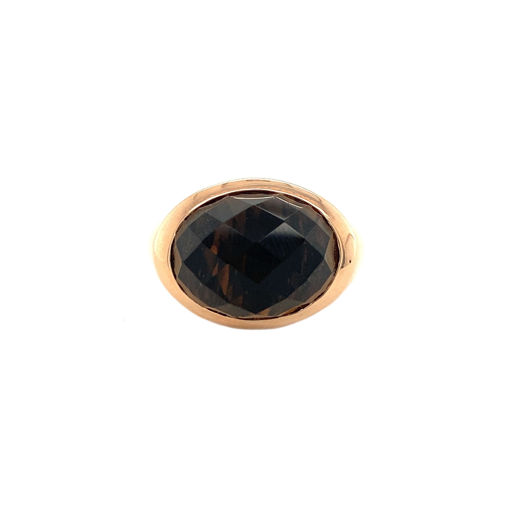 Gouden ring met rooktopaas 14 krt
