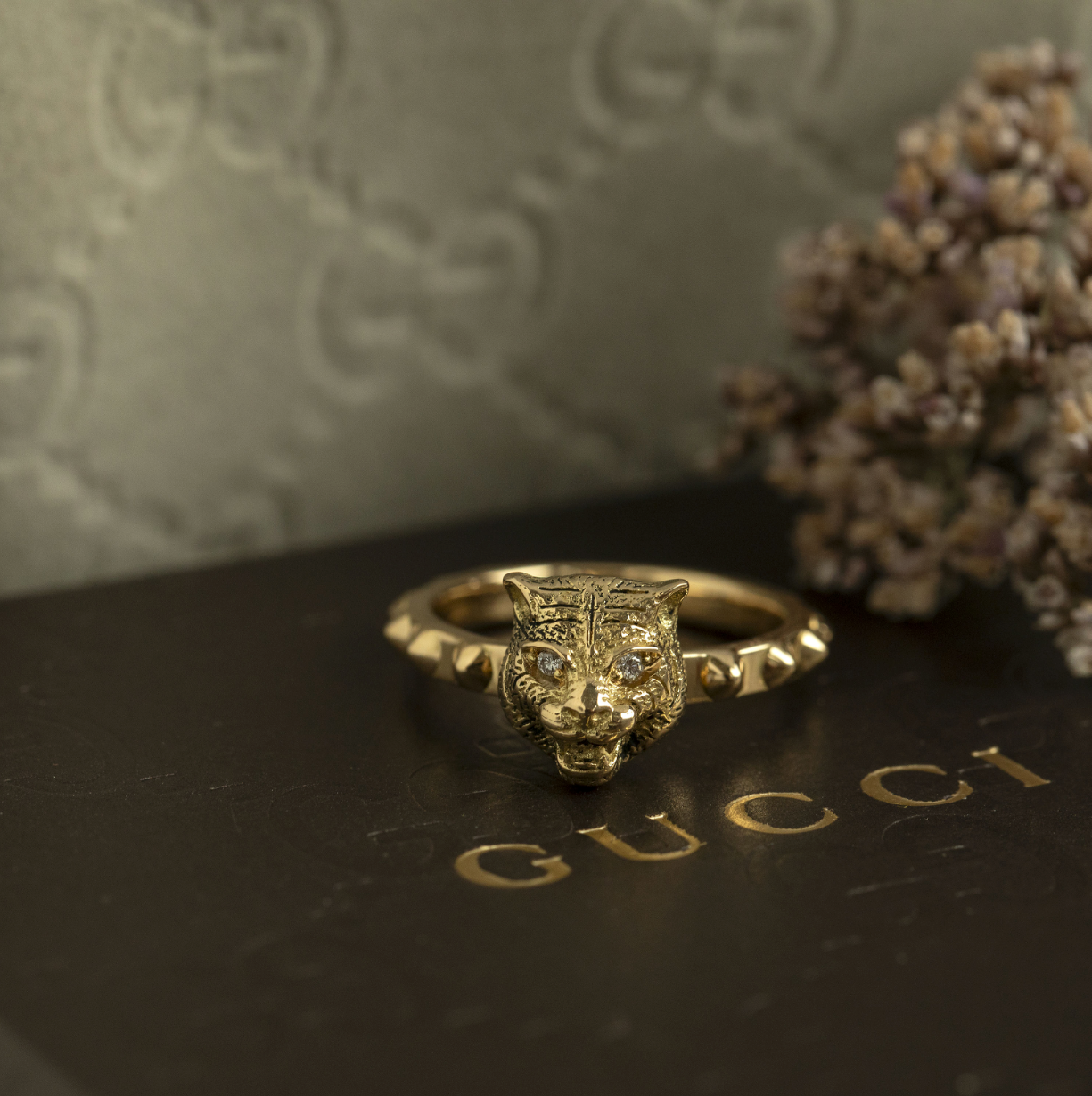 Gouden vintage Gucci panter ring 18 krt