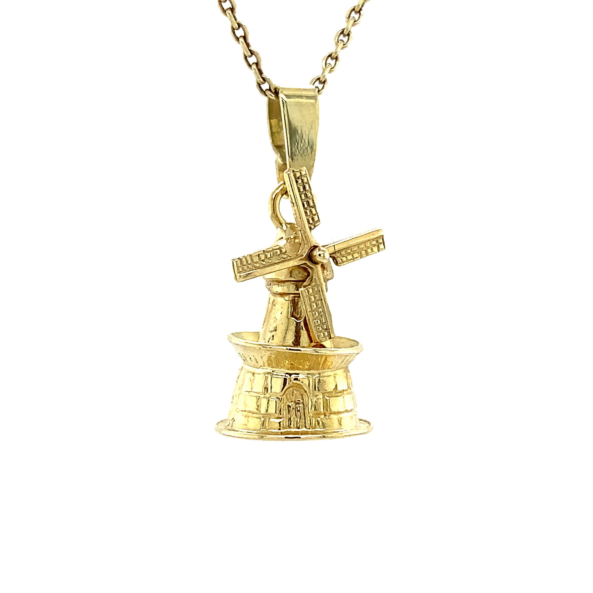 14 kt gold Dutch windmill pendant