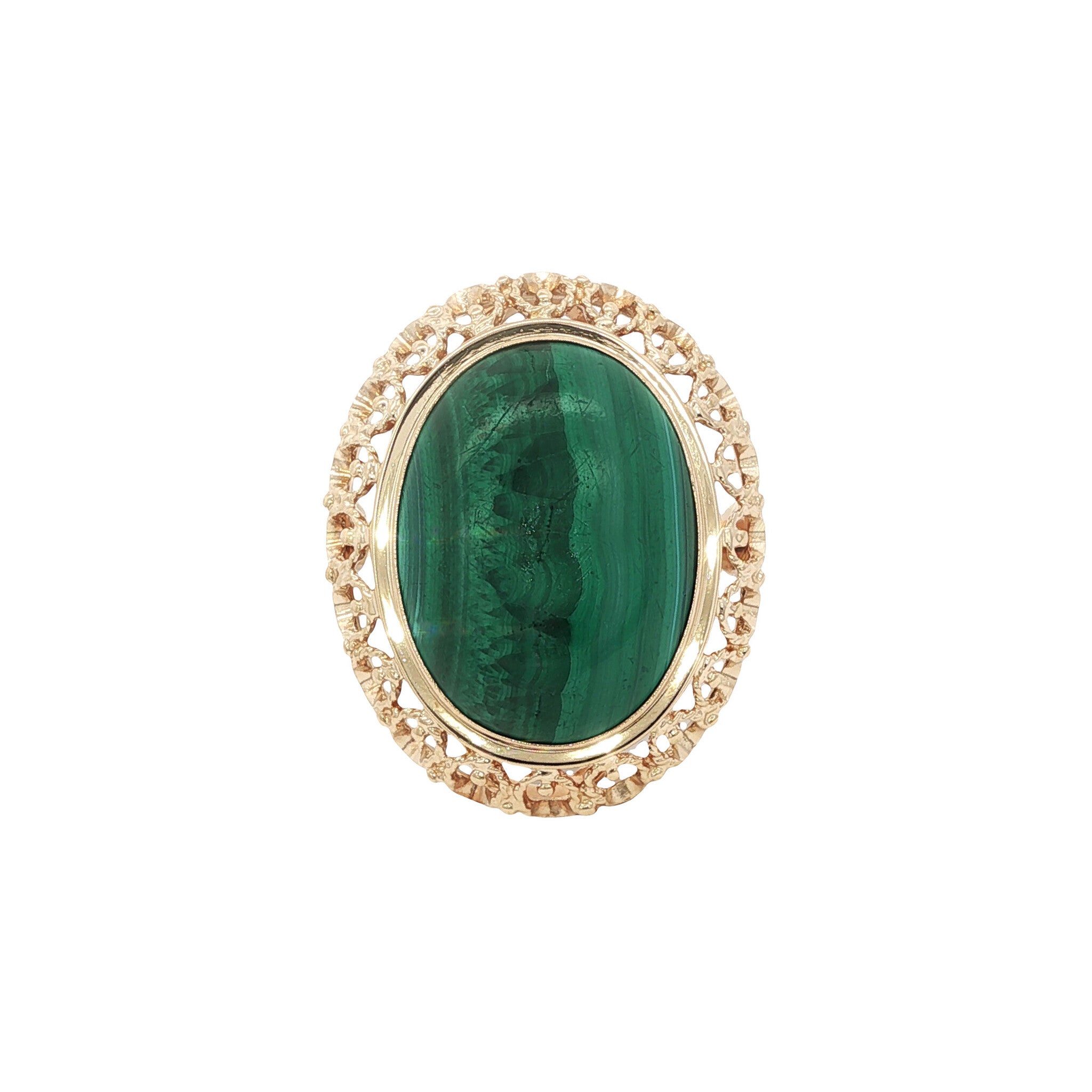 Gouden vintage ring met malachiet 14 kt