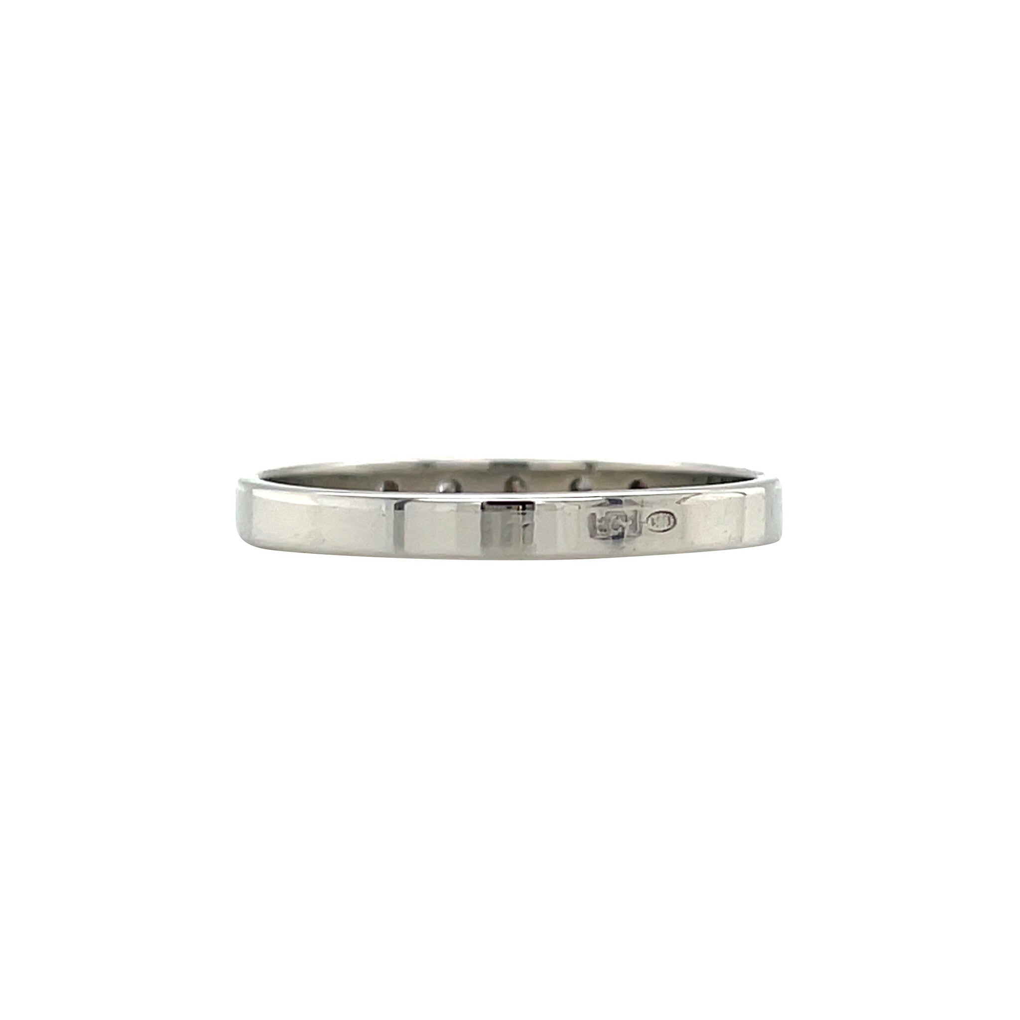 Witgouden vintage rijring met diamant 14 kt